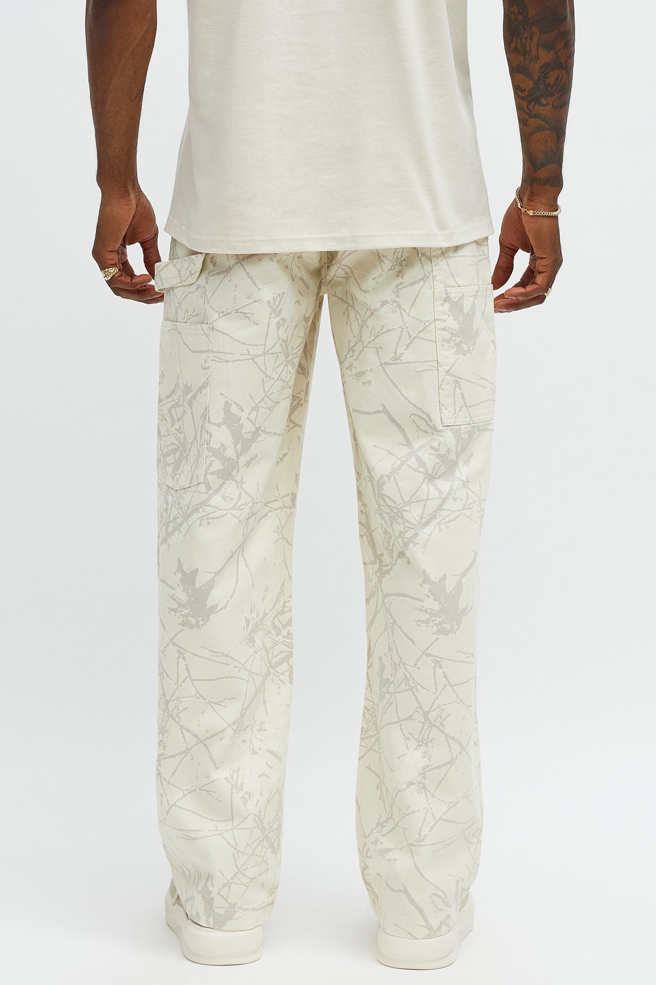 Straight Woodland Mirage Carpenter Pants - Cream Fashion Nova