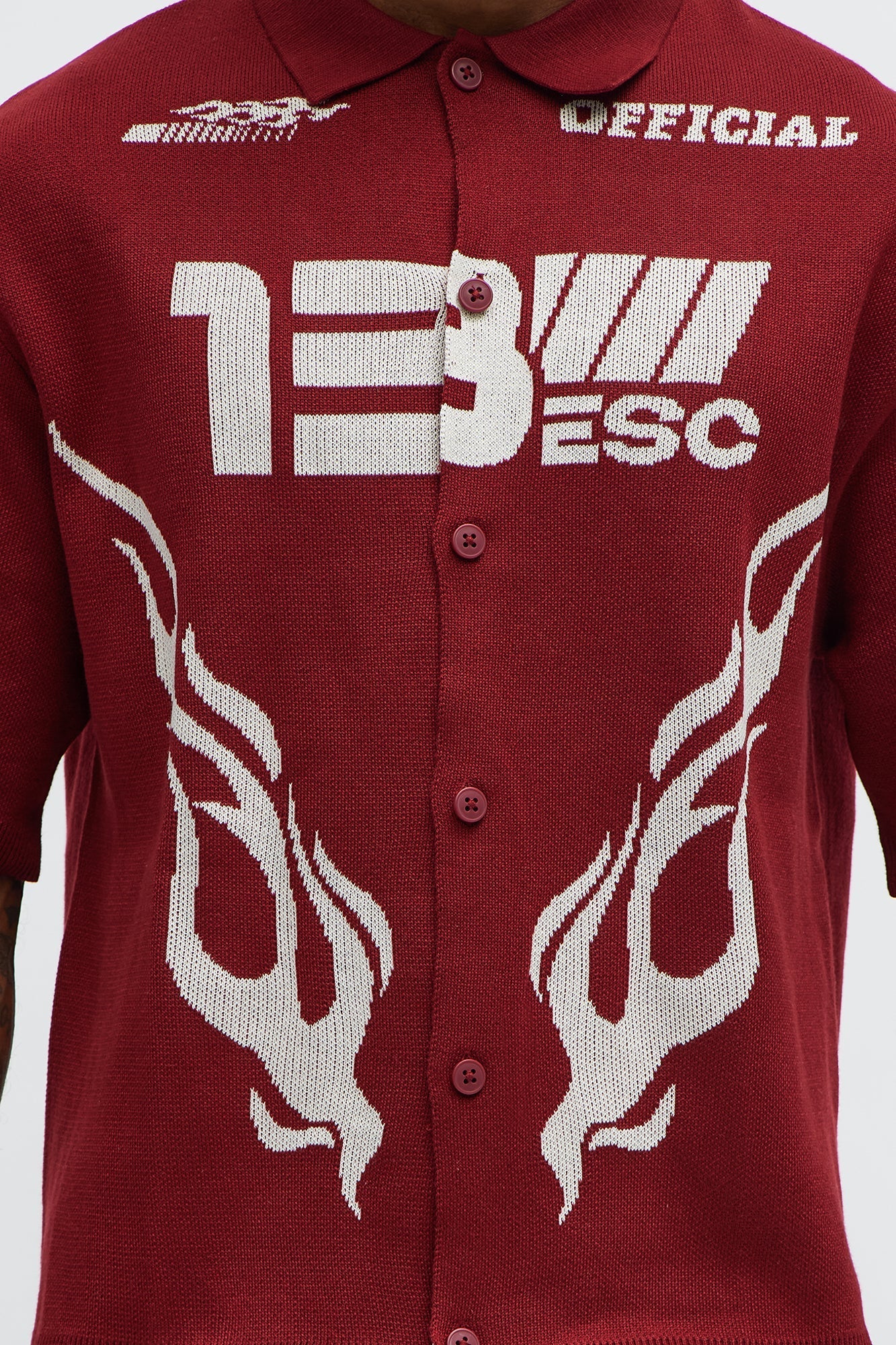 Regular Fit 13 Button Up Sweater Shirt - Red/White Fashion Nova