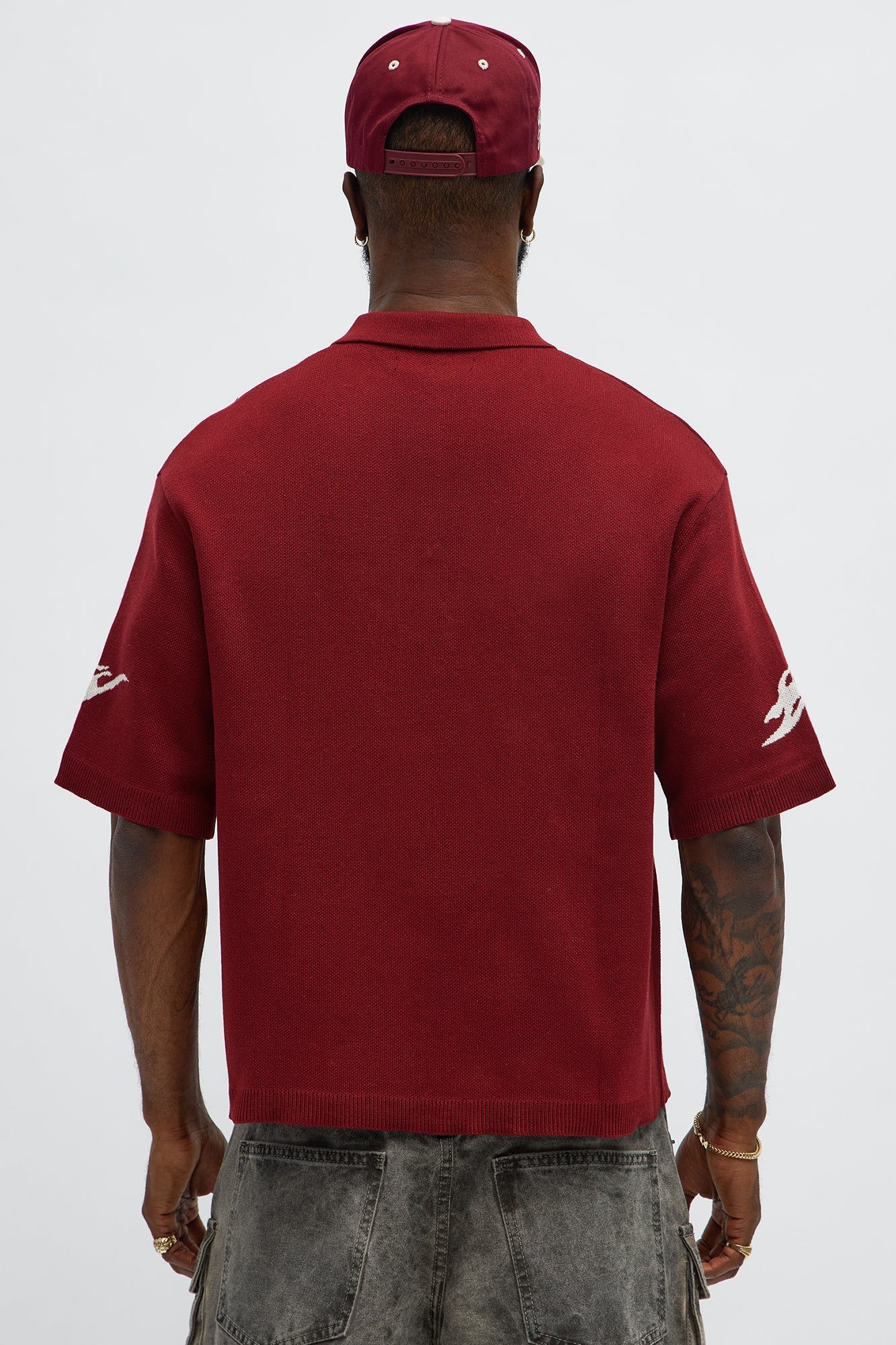 Regular Fit 13 Button Up Sweater Shirt - Red/White Fashion Nova