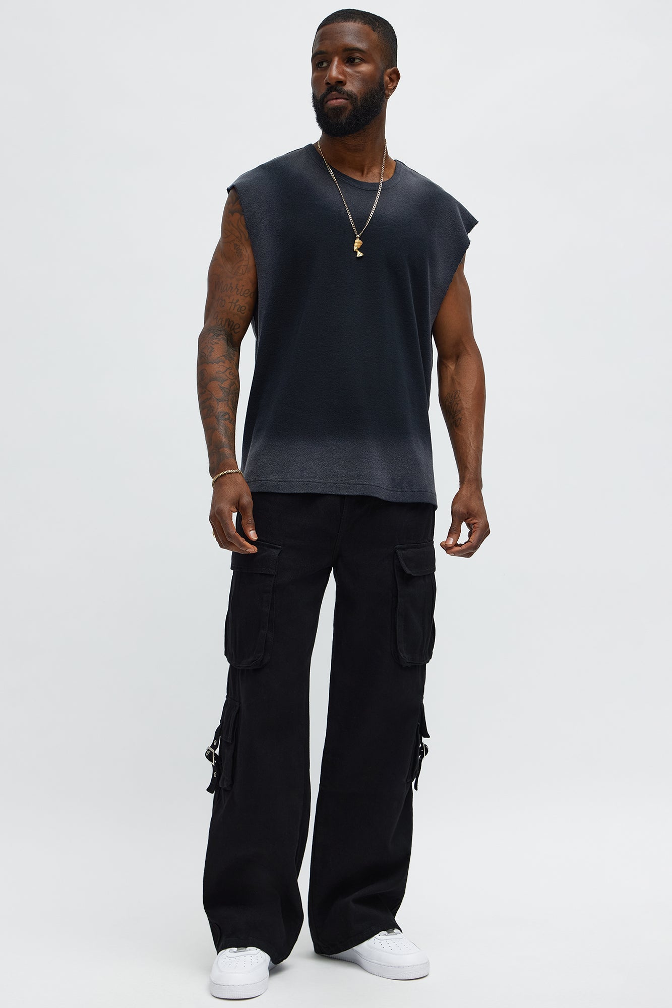 Relaxed Washed Muscle Tank - Gold/Black Fashion Nova
