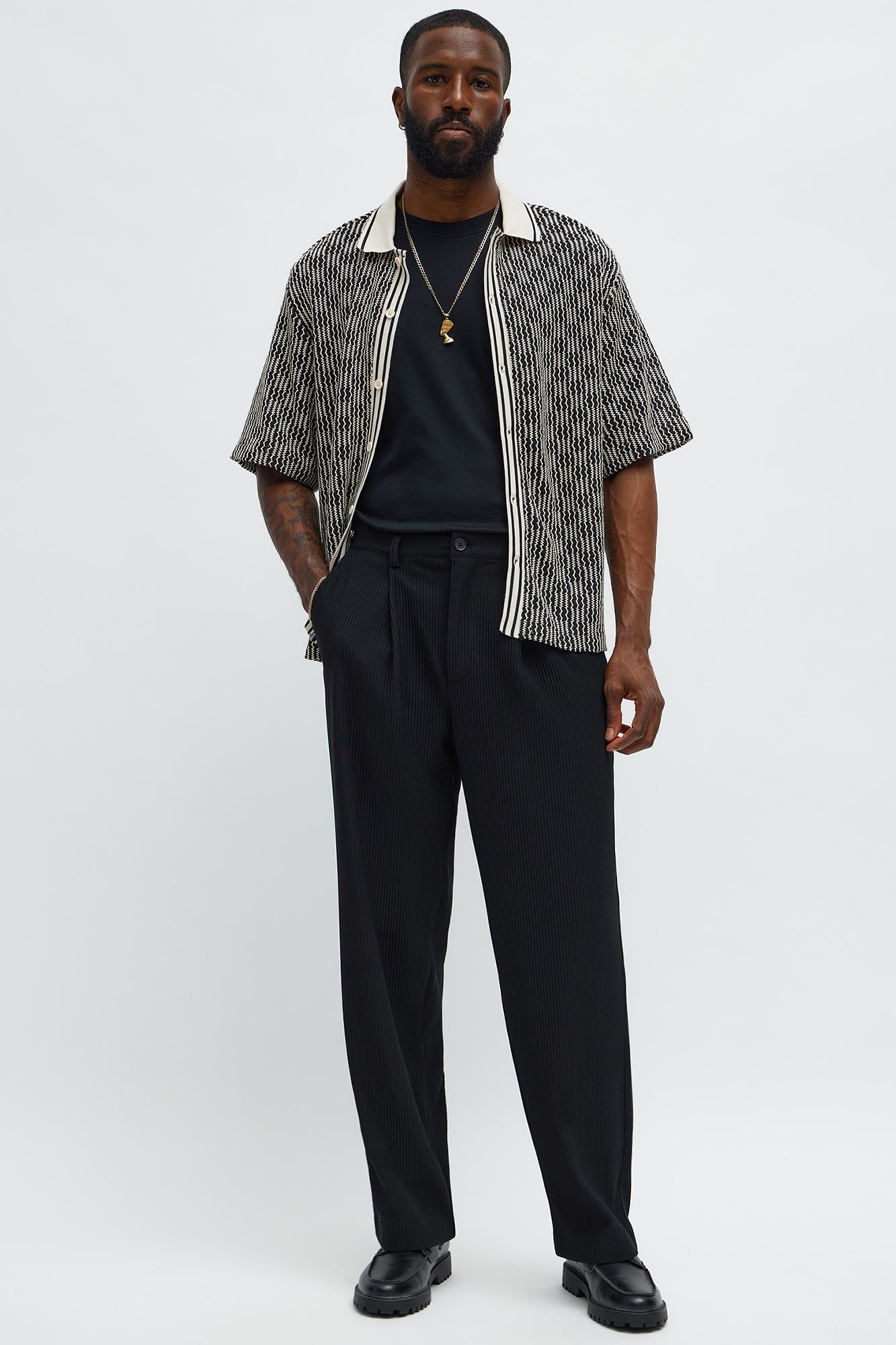 Show Up Straight Pleated Trousers - Black Fashion Nova