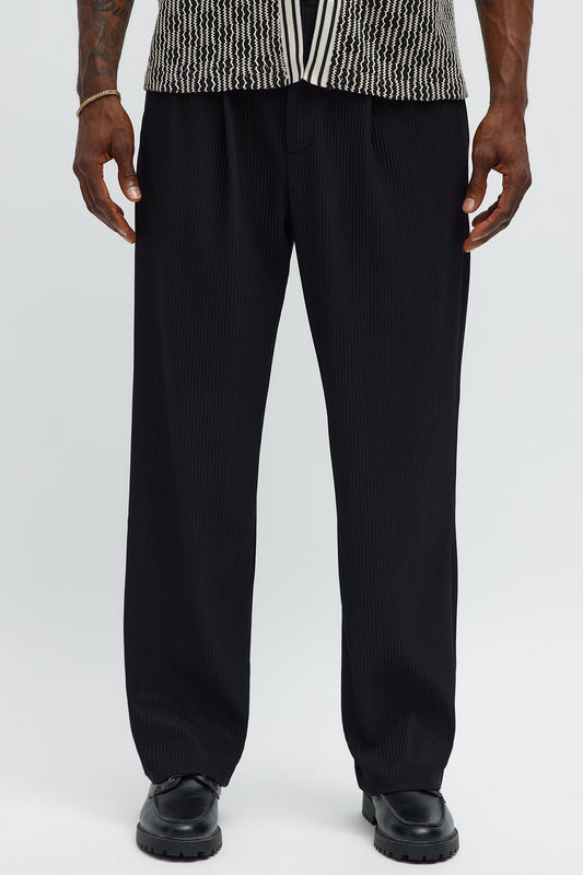 Show Up Straight Pleated Trousers - Black Fashion Nova