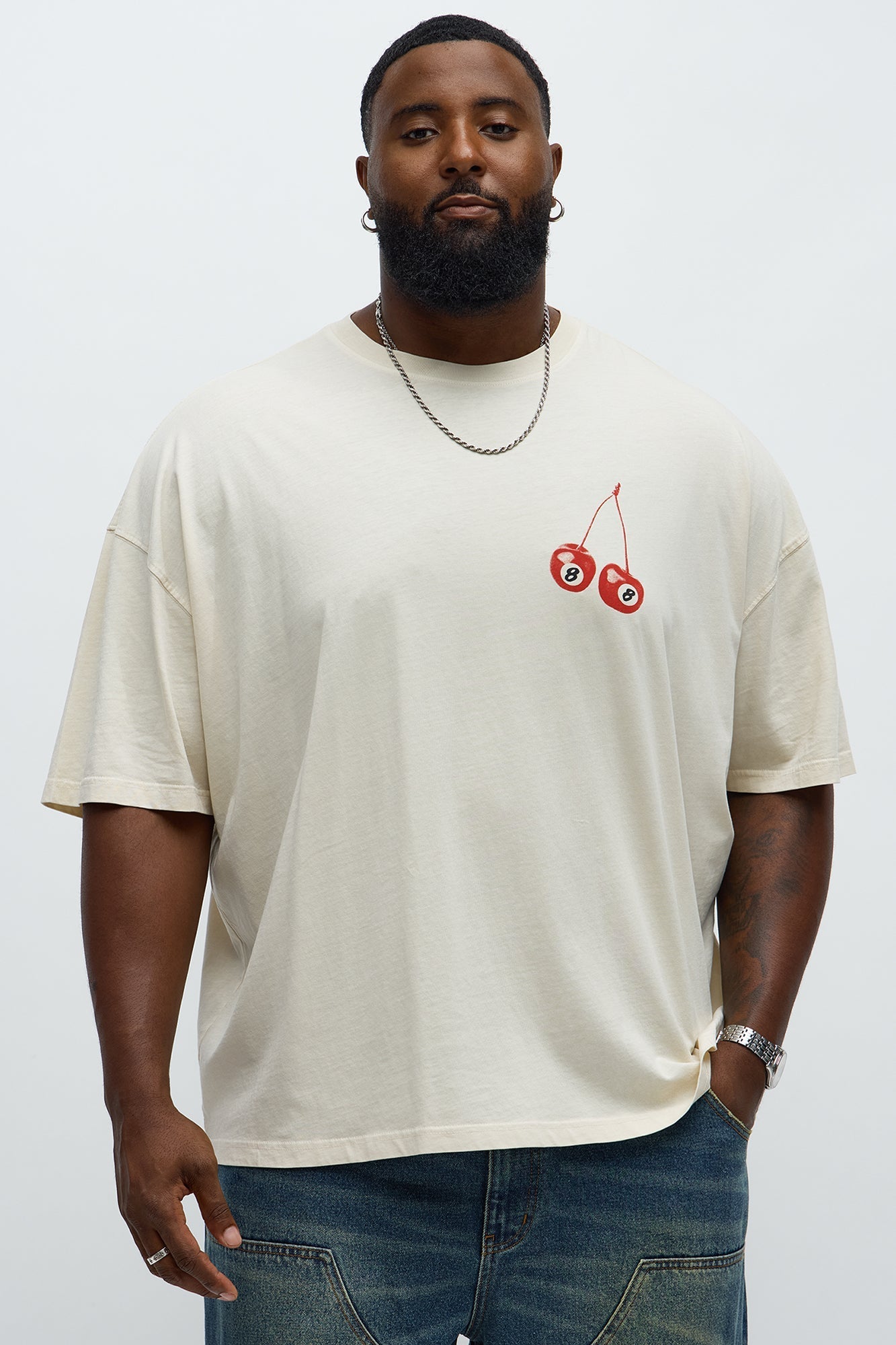 All Outta Luck Oversized Short Sleeve Tee - Cream Fashion Nova