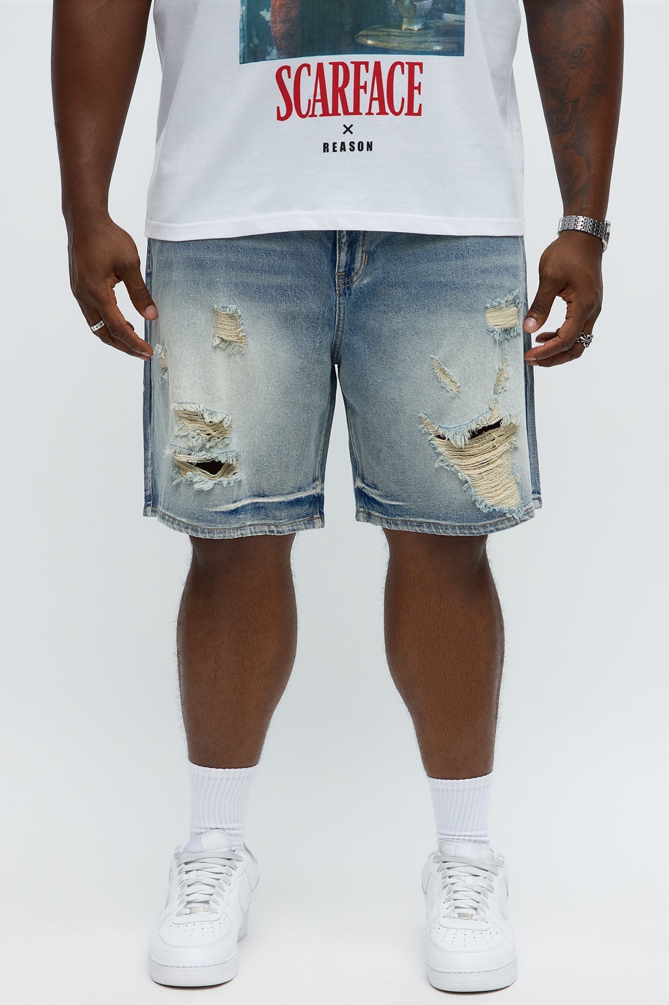 Relaxed Wish You Could Distressed Denim Shorts - Medium Blue Wash Fashion Nova