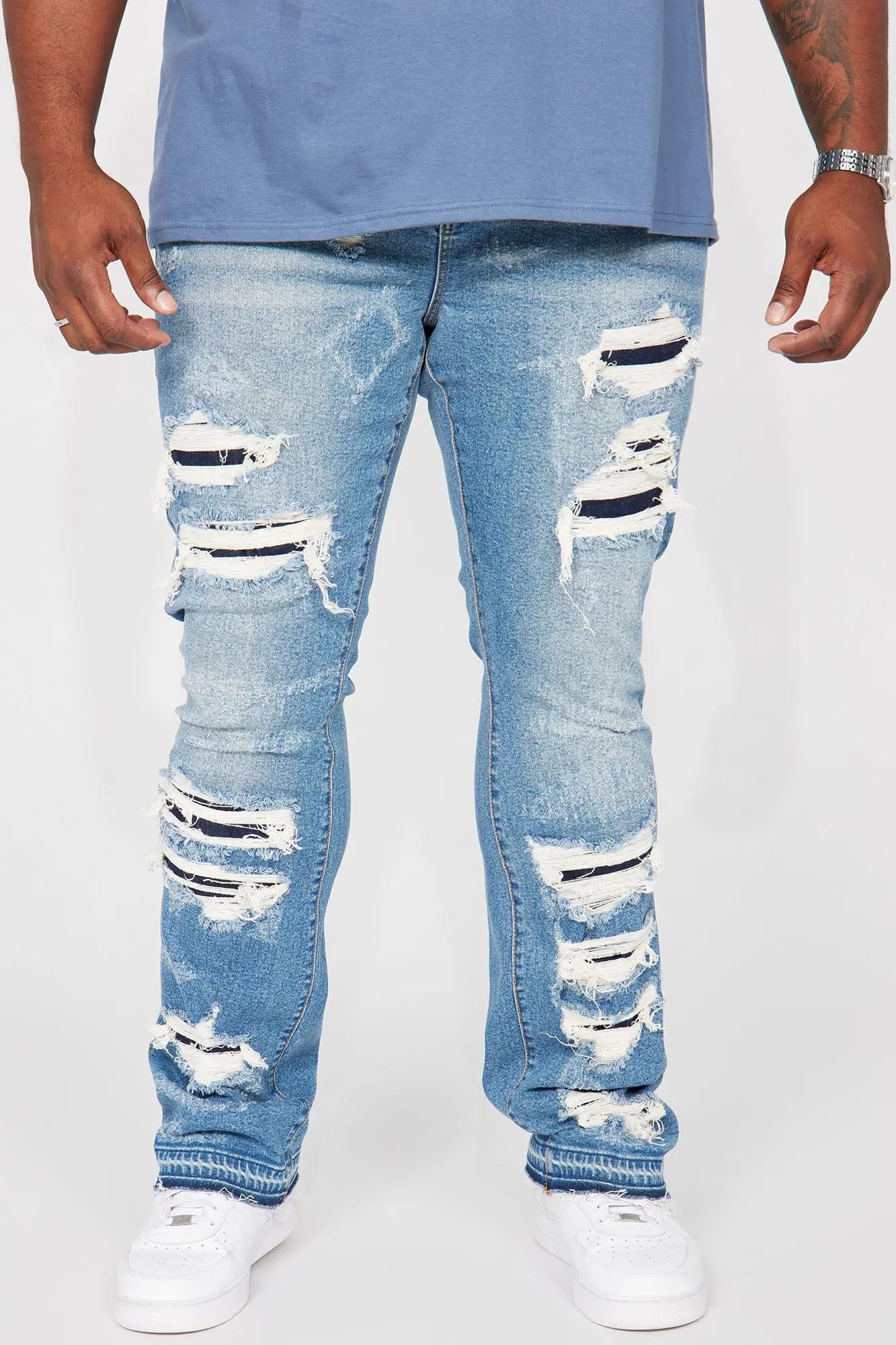 Cuff Me Stacked Skinny Flared Jeans - Medium Wash Fashion Nova