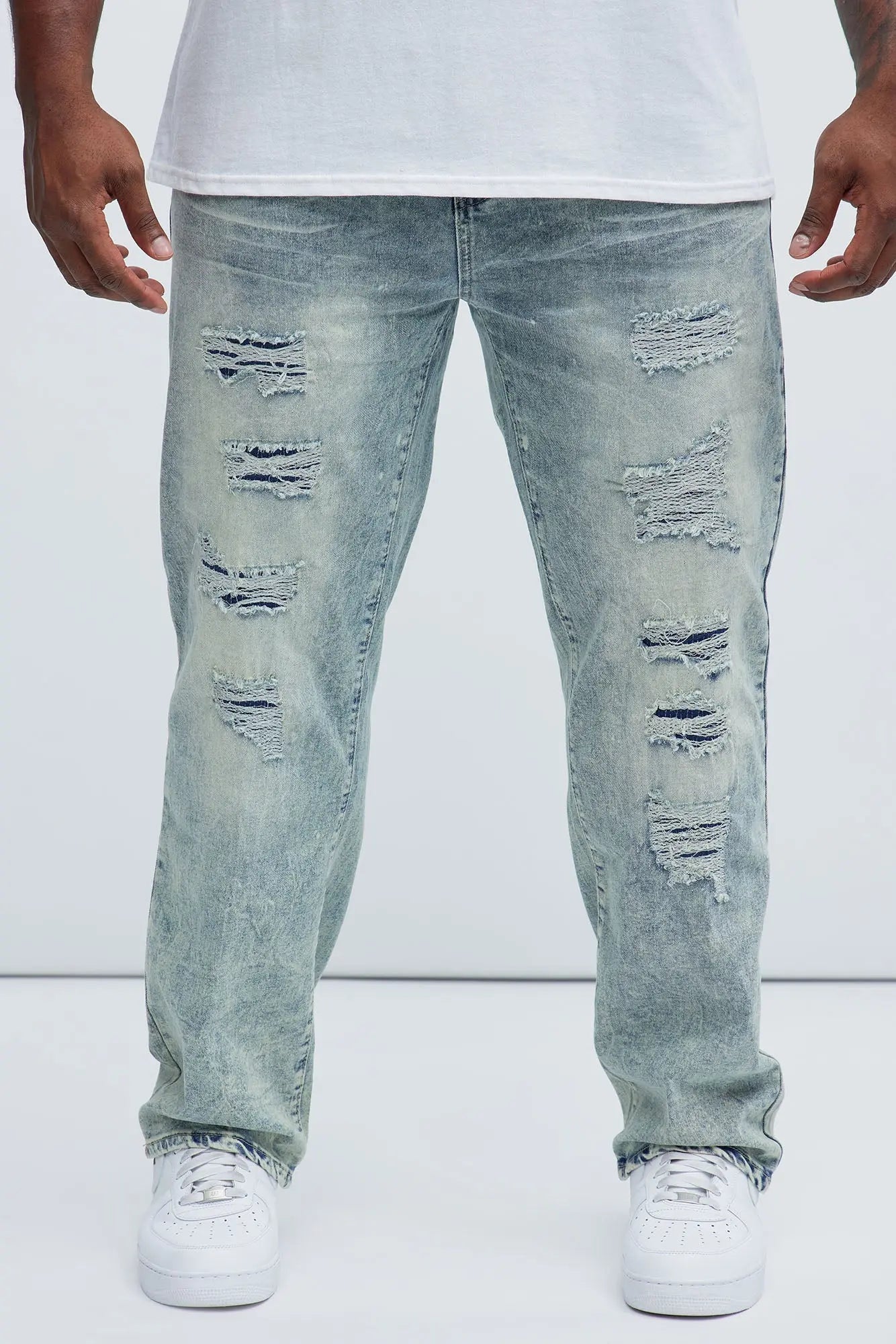 Can't Be Distressed Slim Jeans - Acid Wash Blue Fashion Nova