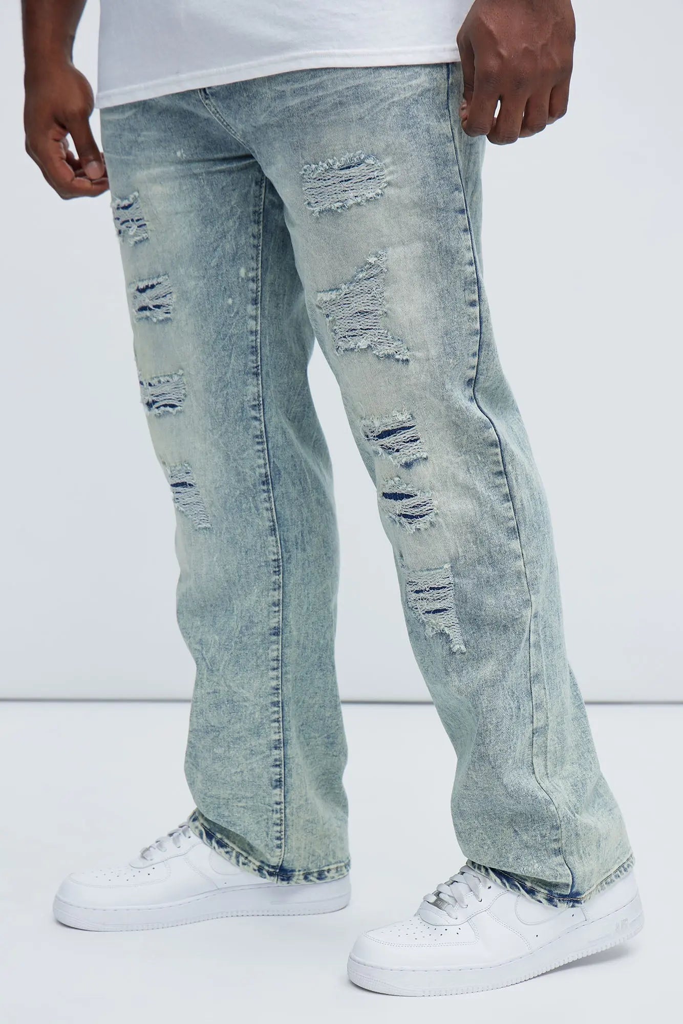 Can't Be Distressed Slim Jeans - Acid Wash Blue Fashion Nova