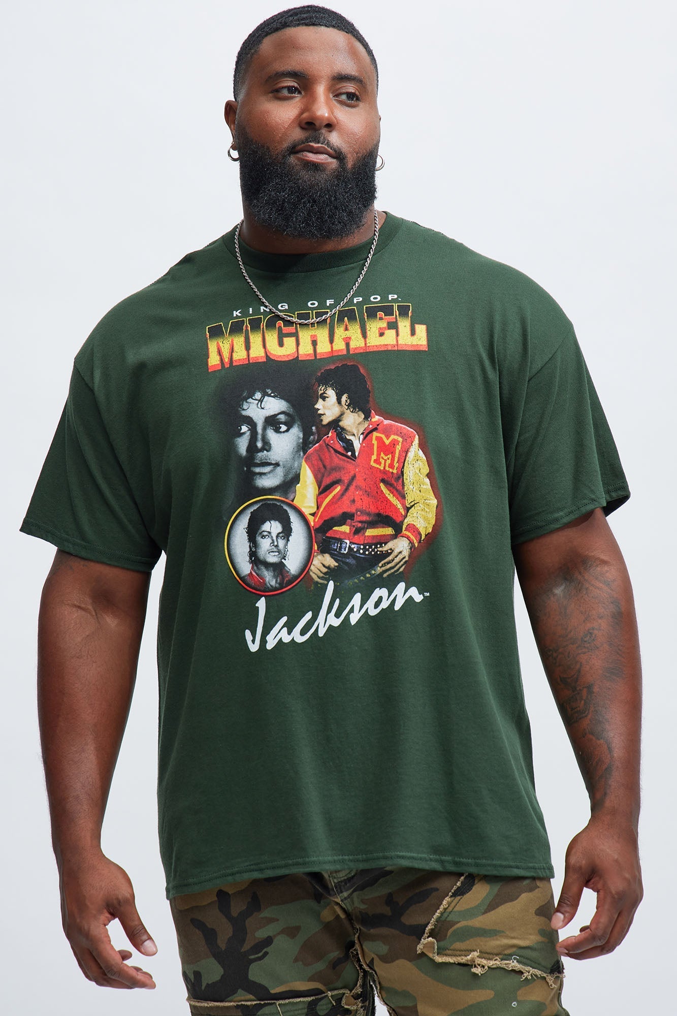 Michael Jackson The King Of Pop Short Sleeve Tee - Green Fashion Nova