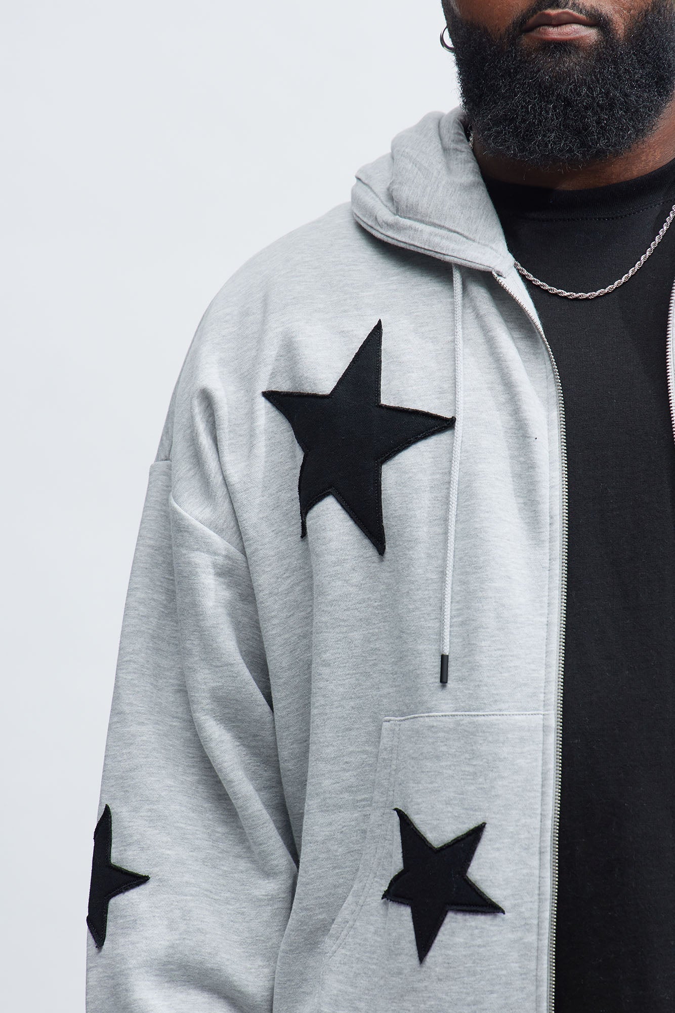 Tyson Stars Oversized Hoodie - Heather Grey Fashion Nova