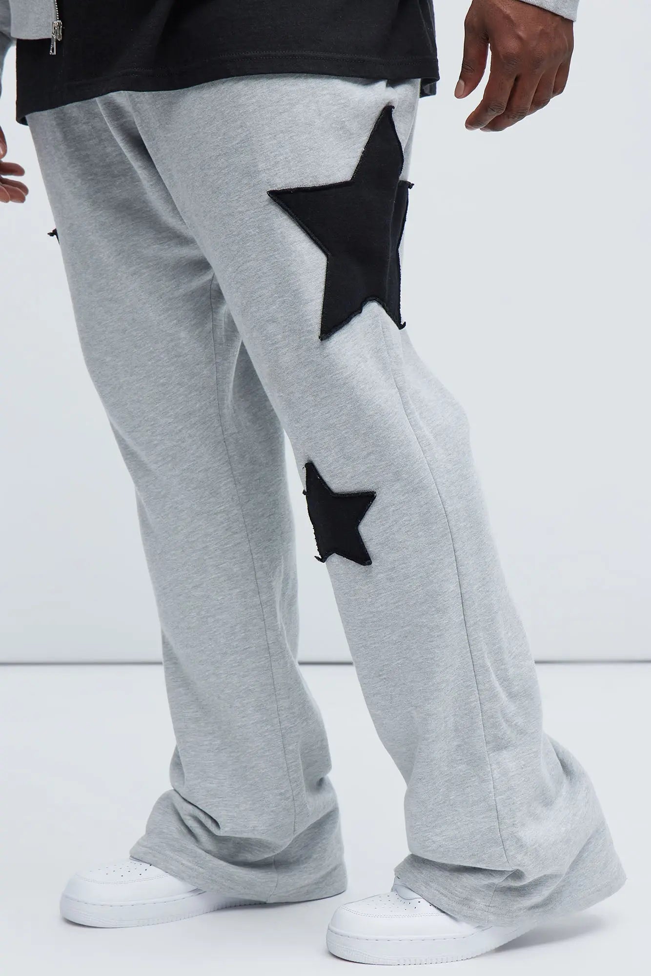 Tyson Stars Skinny Flared Sweatpants - Heather Grey Fashion Nova
