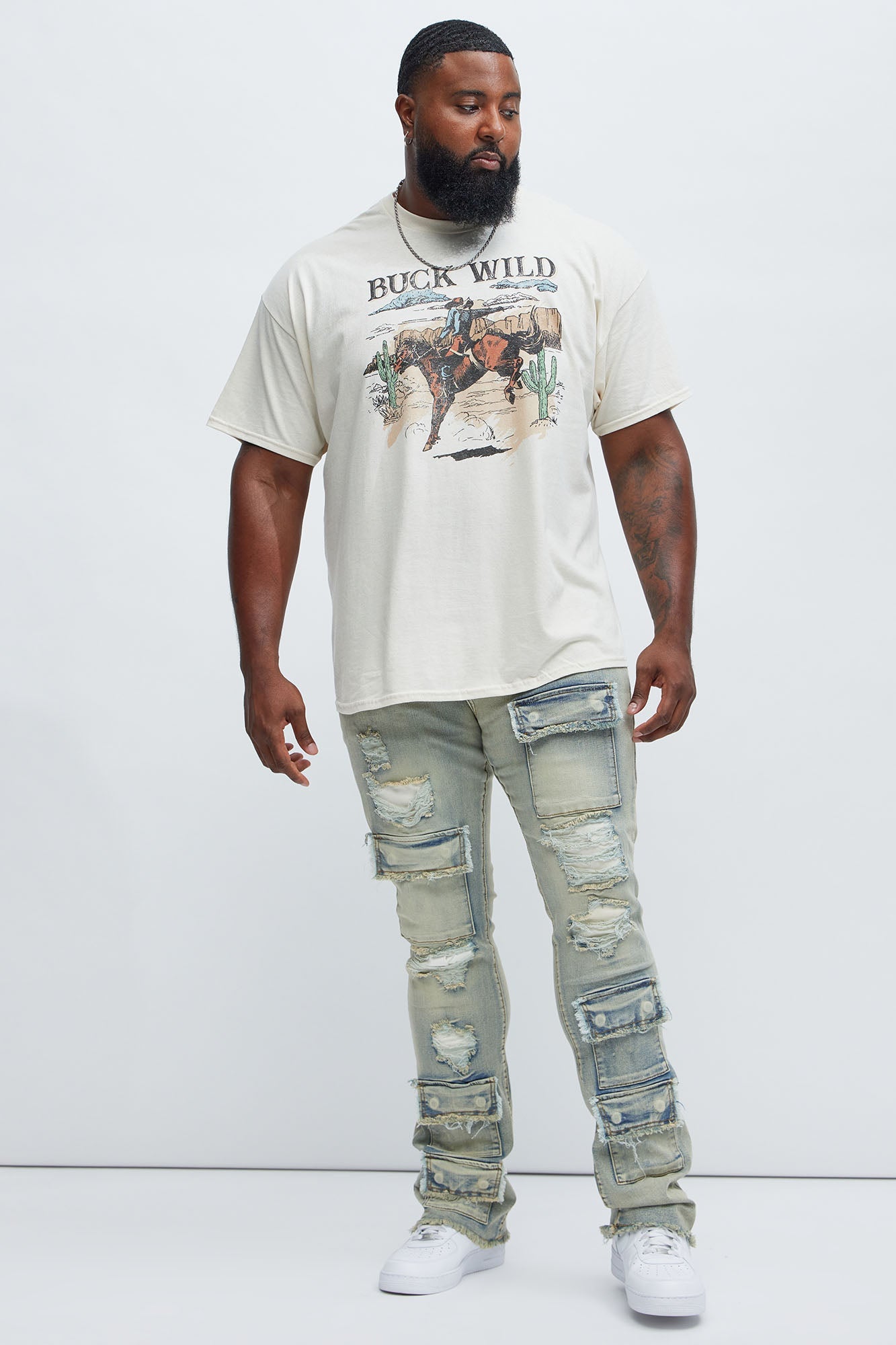 Get Started Cargo Stacked Skinny Flare Jeans - Medium Wash Fashion Nova