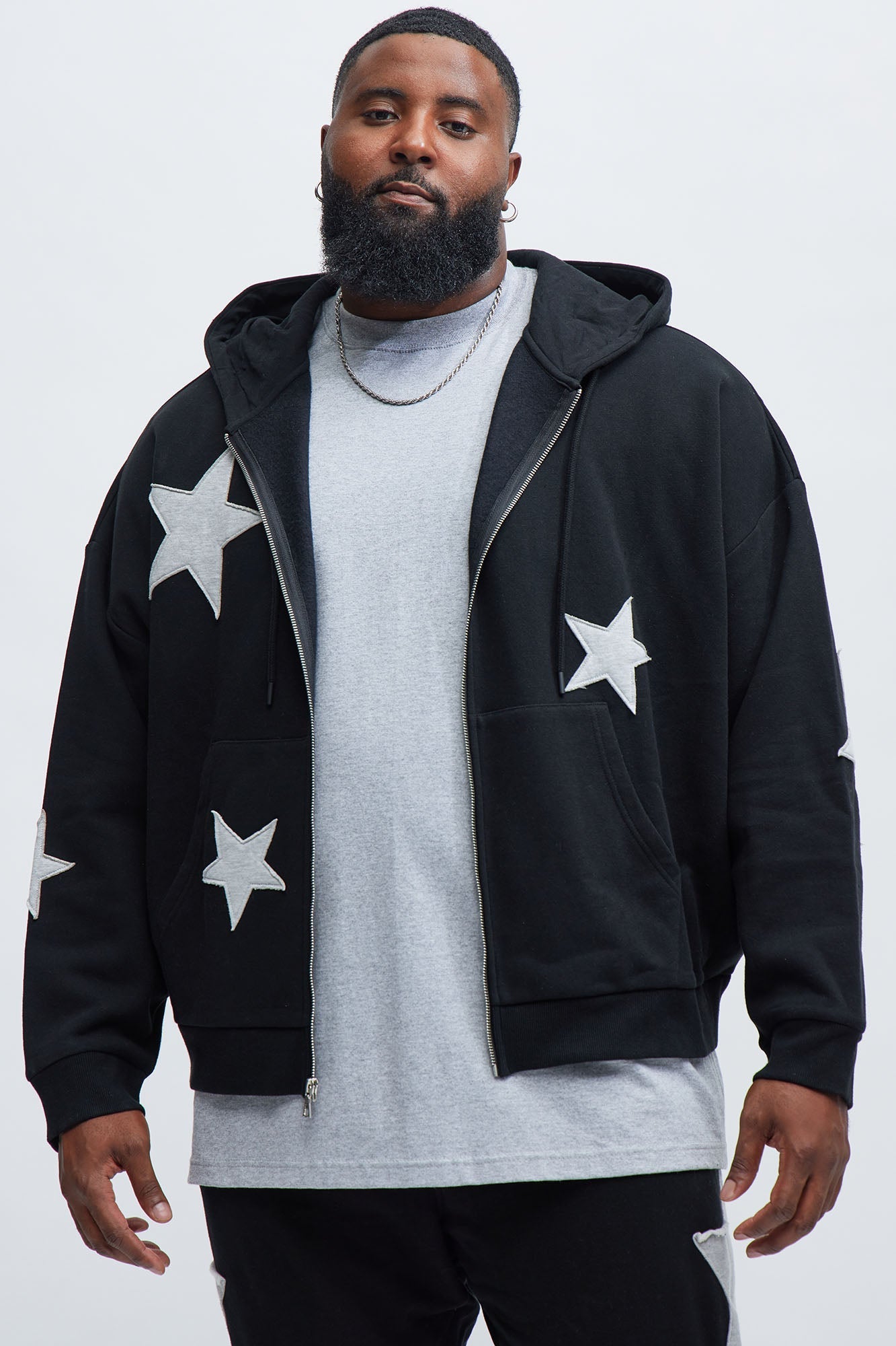 Tyson Stars Oversized Hoodie - Black Fashion Nova