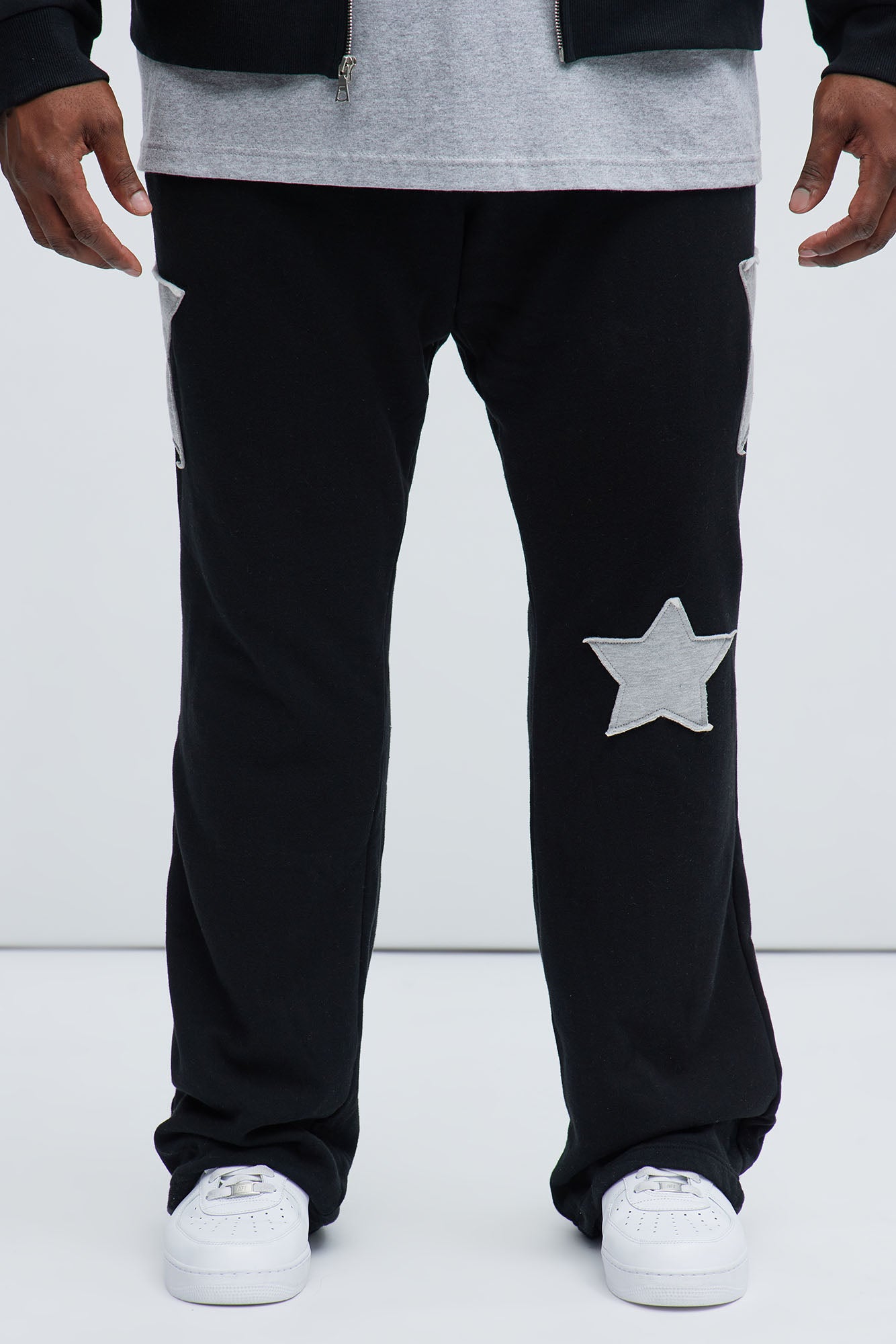 Tyson Stars Skinny Flared Sweatpants - Black Fashion Nova