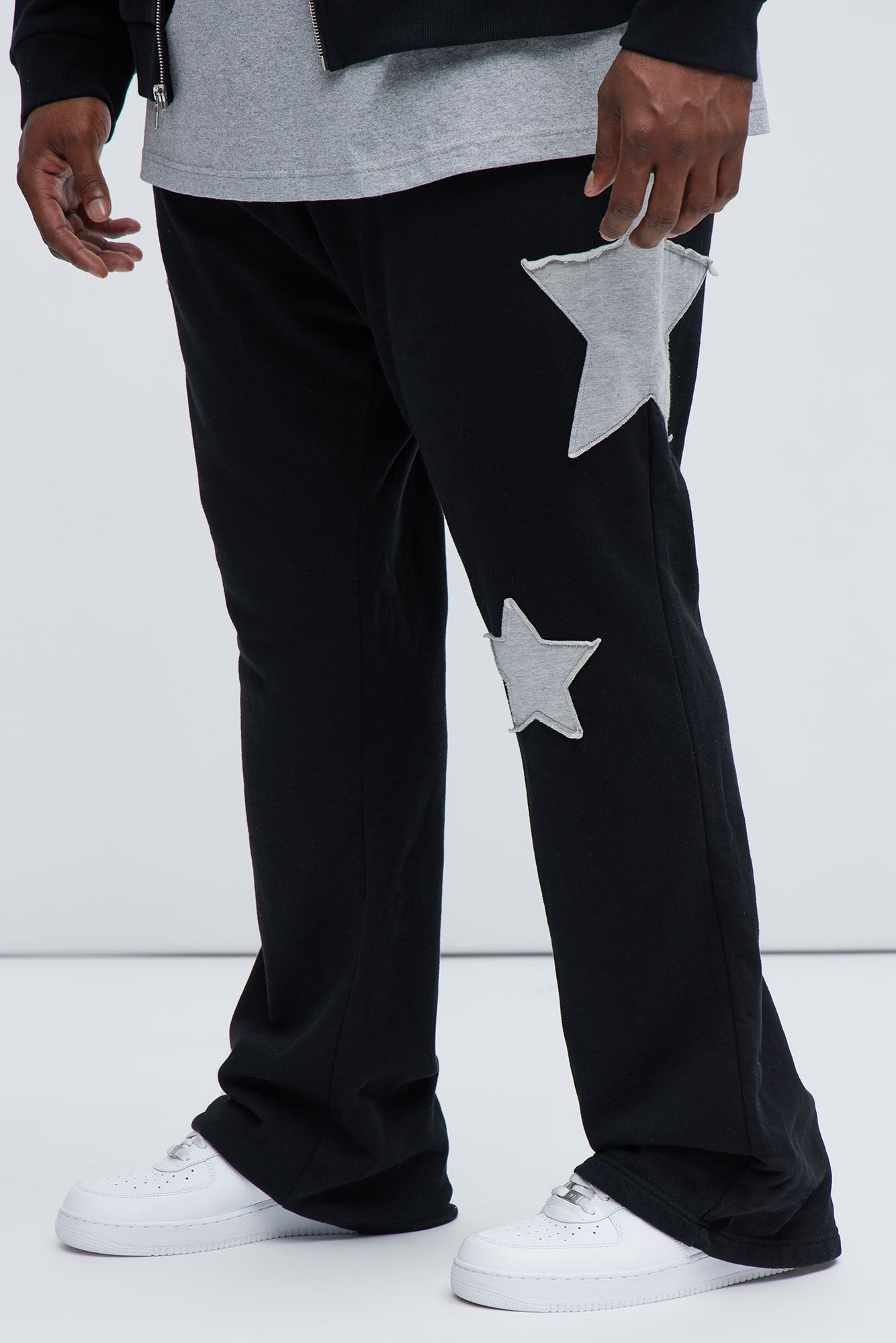 Tyson Stars Skinny Flared Sweatpants - Black Fashion Nova