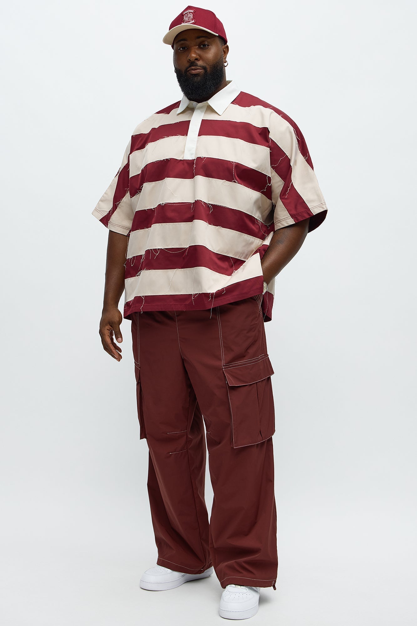 Oversized Frayed Polo Shirt - Multi Color Fashion Nova