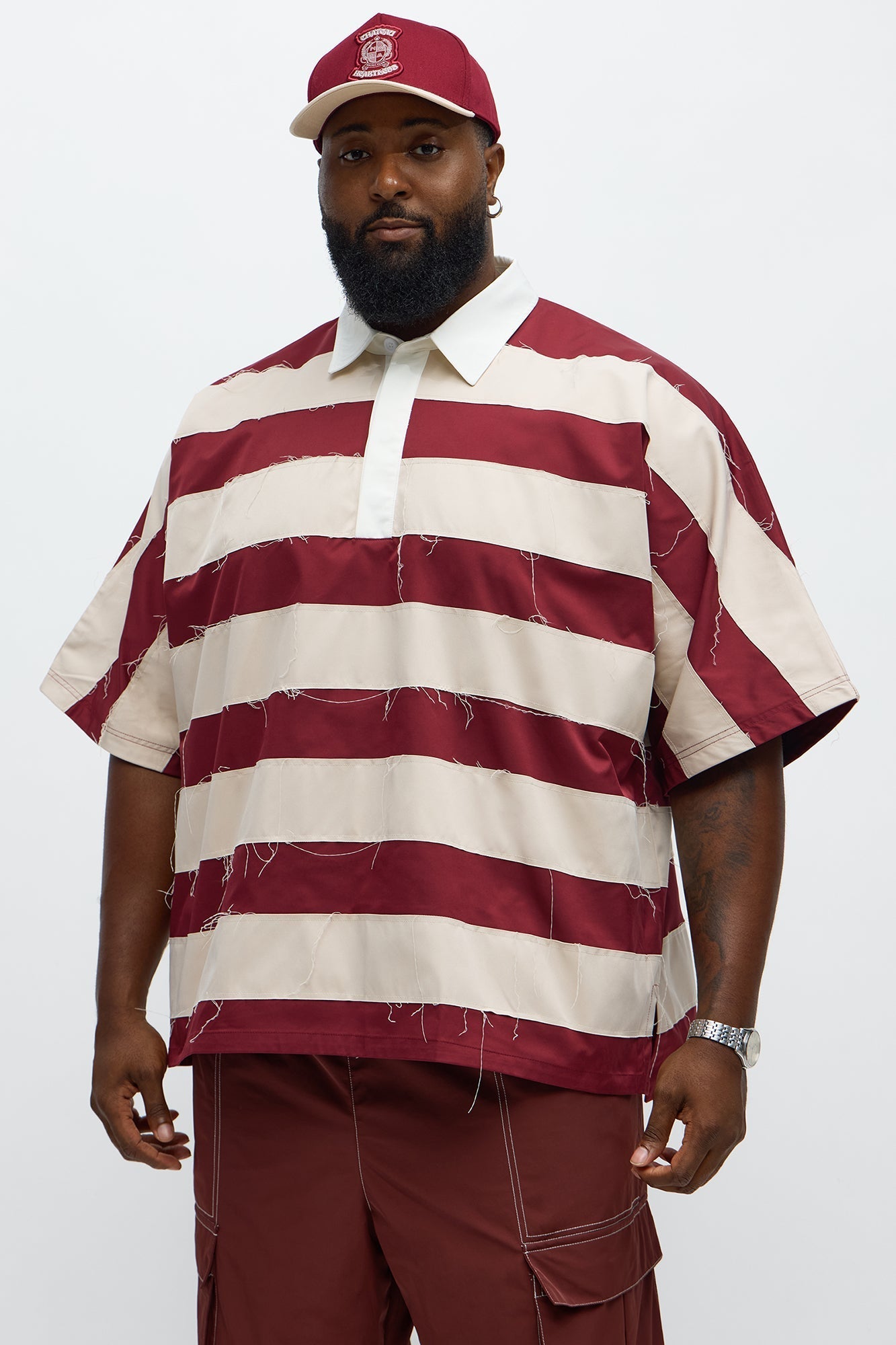 Oversized Frayed Polo Shirt - Multi Color Fashion Nova