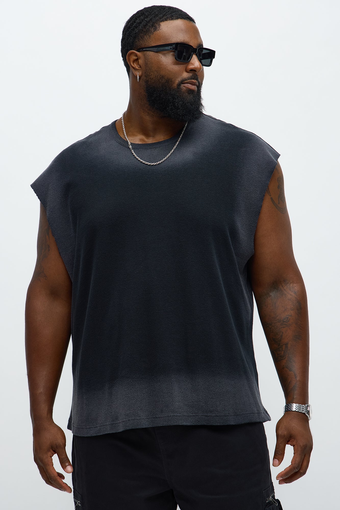 Relaxed Washed Muscle Tank - Gold/Black Fashion Nova
