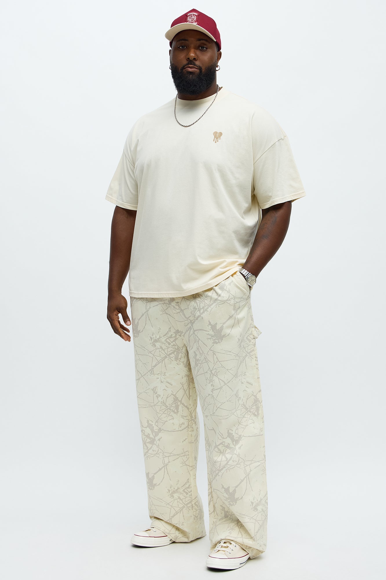 Straight Woodland Mirage Carpenter Pants - Cream Fashion Nova
