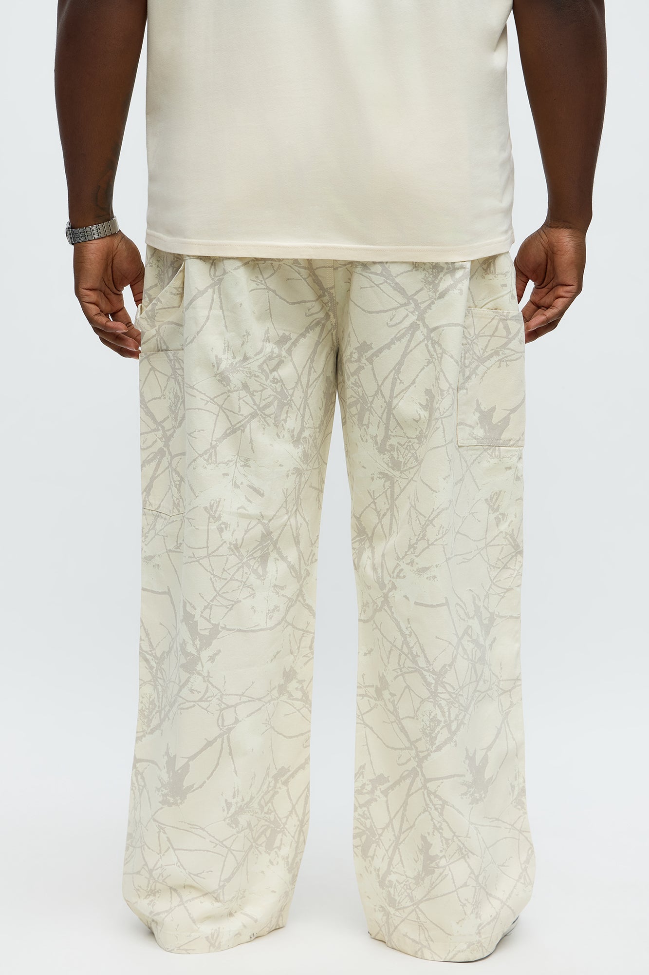 Straight Woodland Mirage Carpenter Pants - Cream Fashion Nova