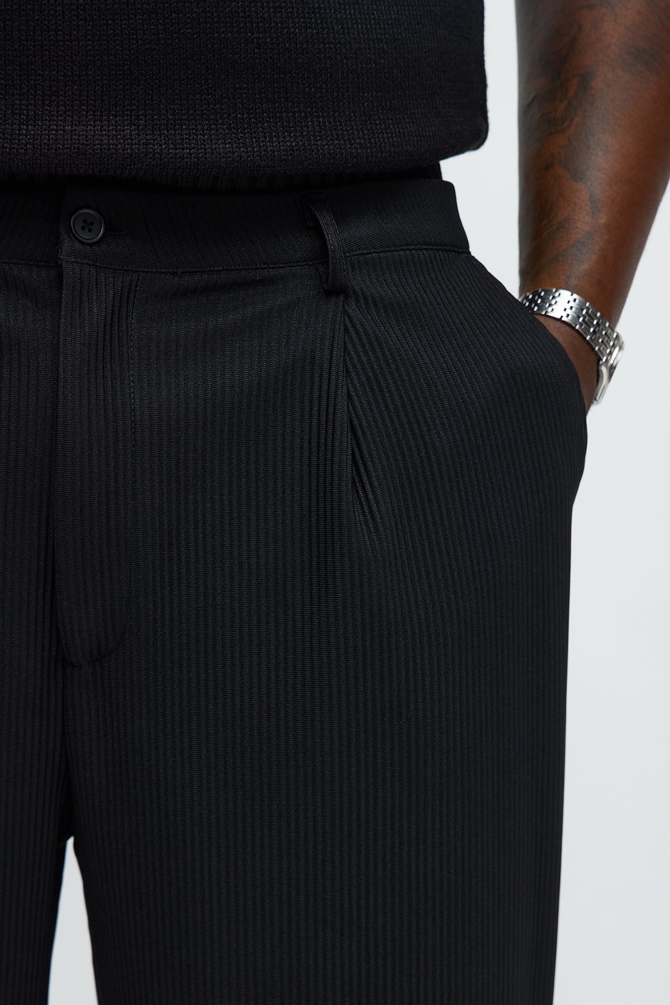 Show Up Straight Pleated Trousers - Black Fashion Nova