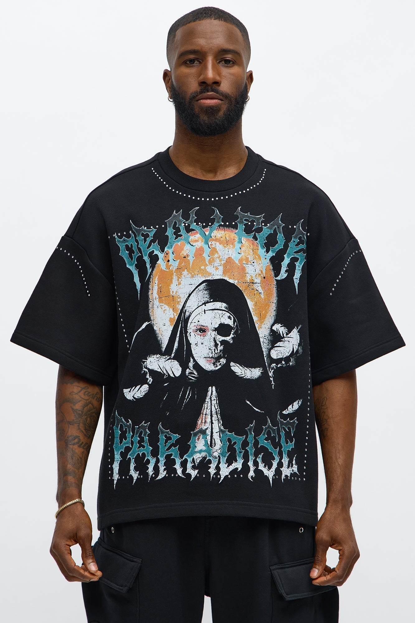 Tyson Pray Oversized Short Sleeve Tee - Black Fashion Nova