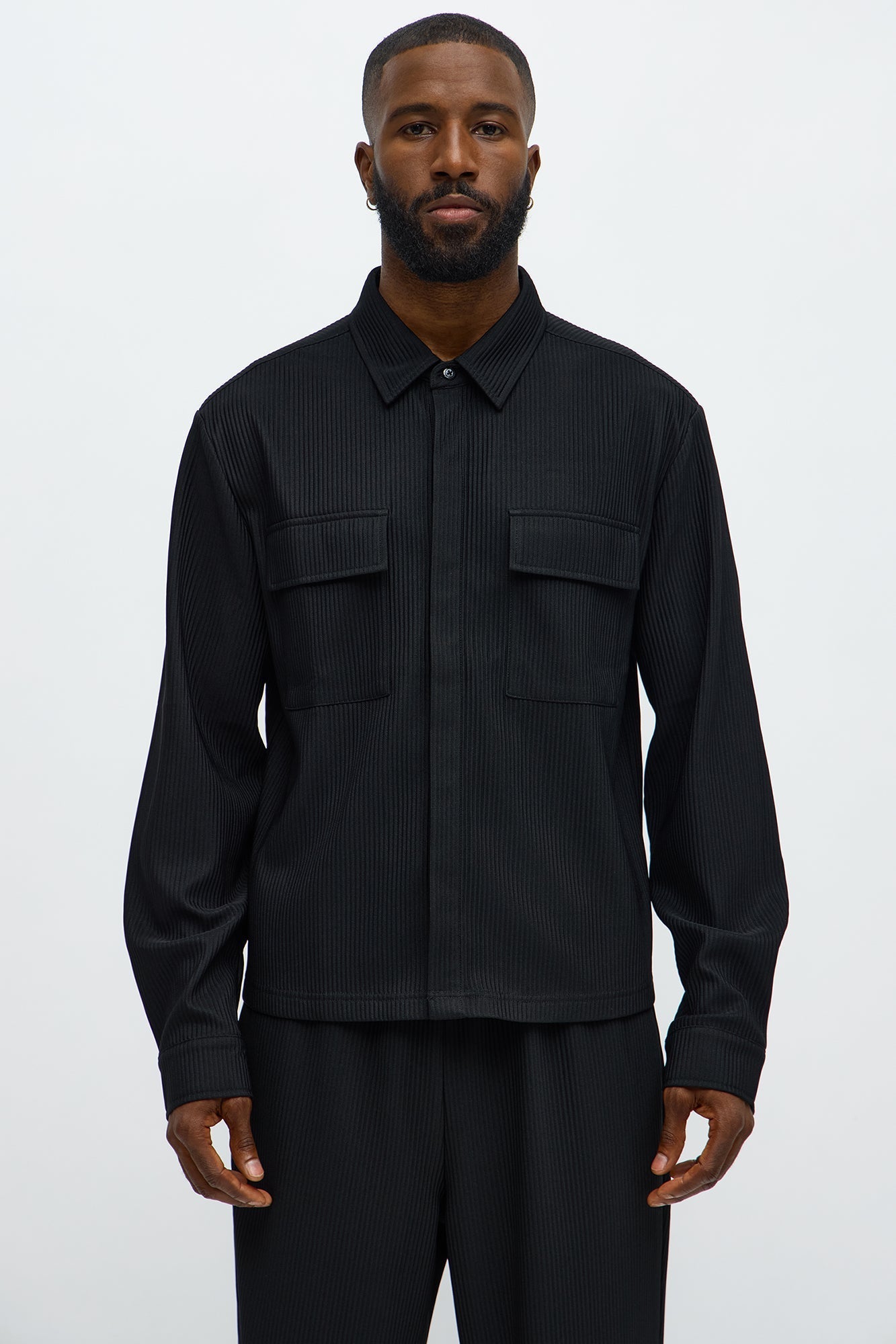 Show Up Cropped Long Sleeve Button Up Shirt - Black Fashion Nova