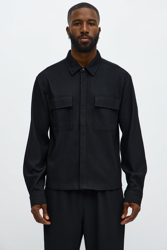 Show Up Cropped Long Sleeve Button Up Shirt - Black Fashion Nova