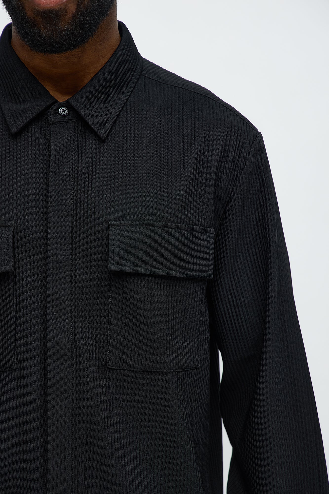 Show Up Cropped Long Sleeve Button Up Shirt - Black Fashion Nova