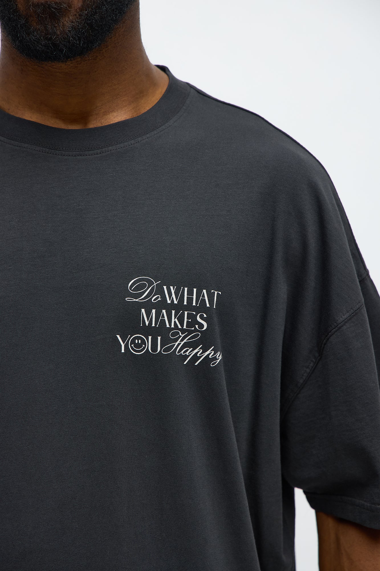 Do What Makes You Happy Oversized Short Sleeve Tee - Black Wash Fashion Nova