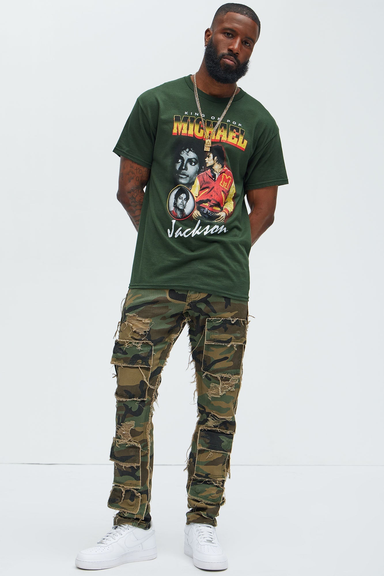Michael Jackson The King Of Pop Short Sleeve Tee - Green Fashion Nova
