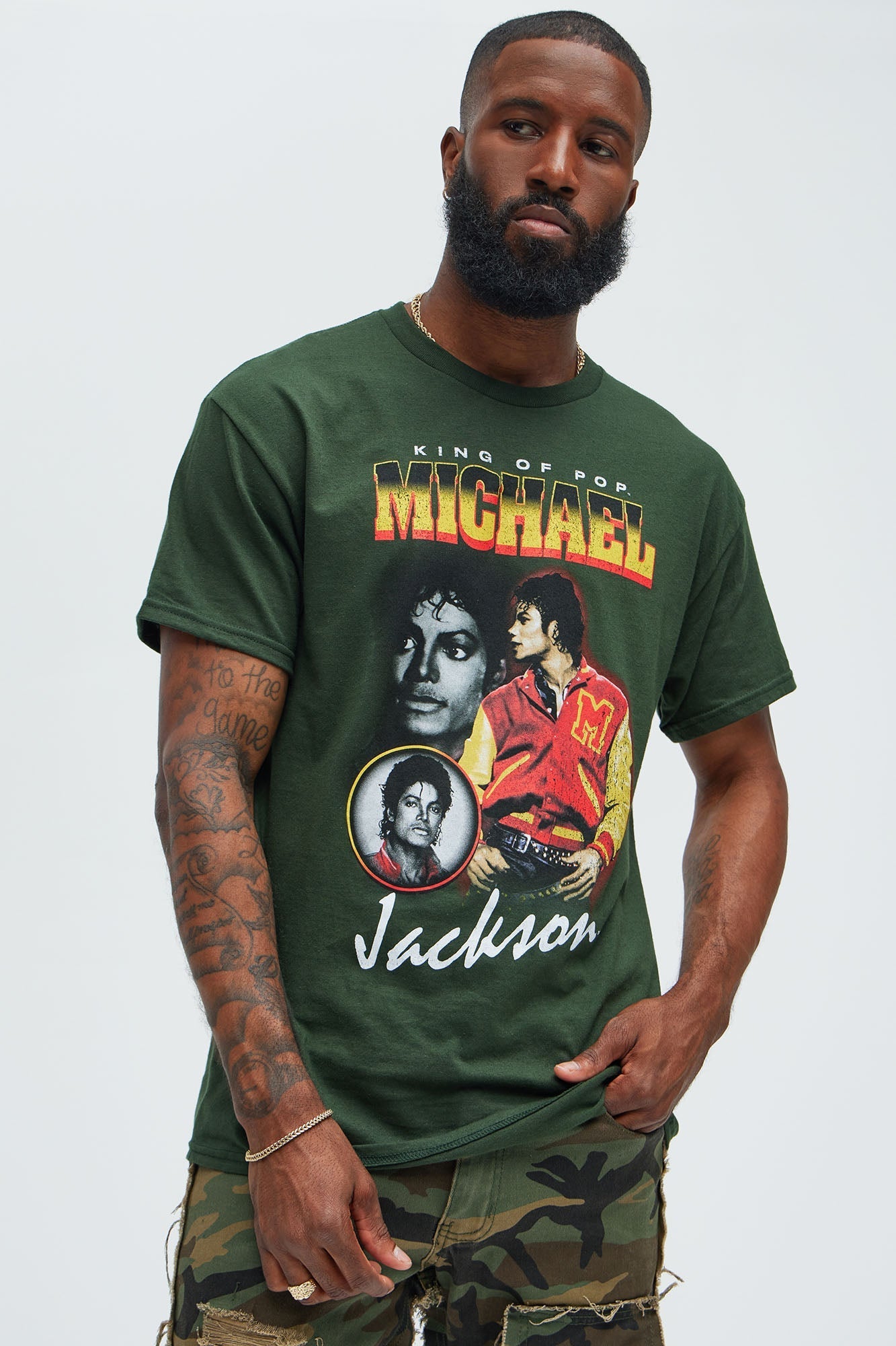 Michael Jackson The King Of Pop Short Sleeve Tee - Green Fashion Nova