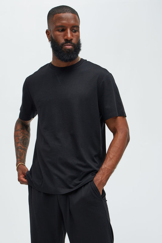 Essential Modal Lounge Short Sleeve Tee - Black Fashion Nova
