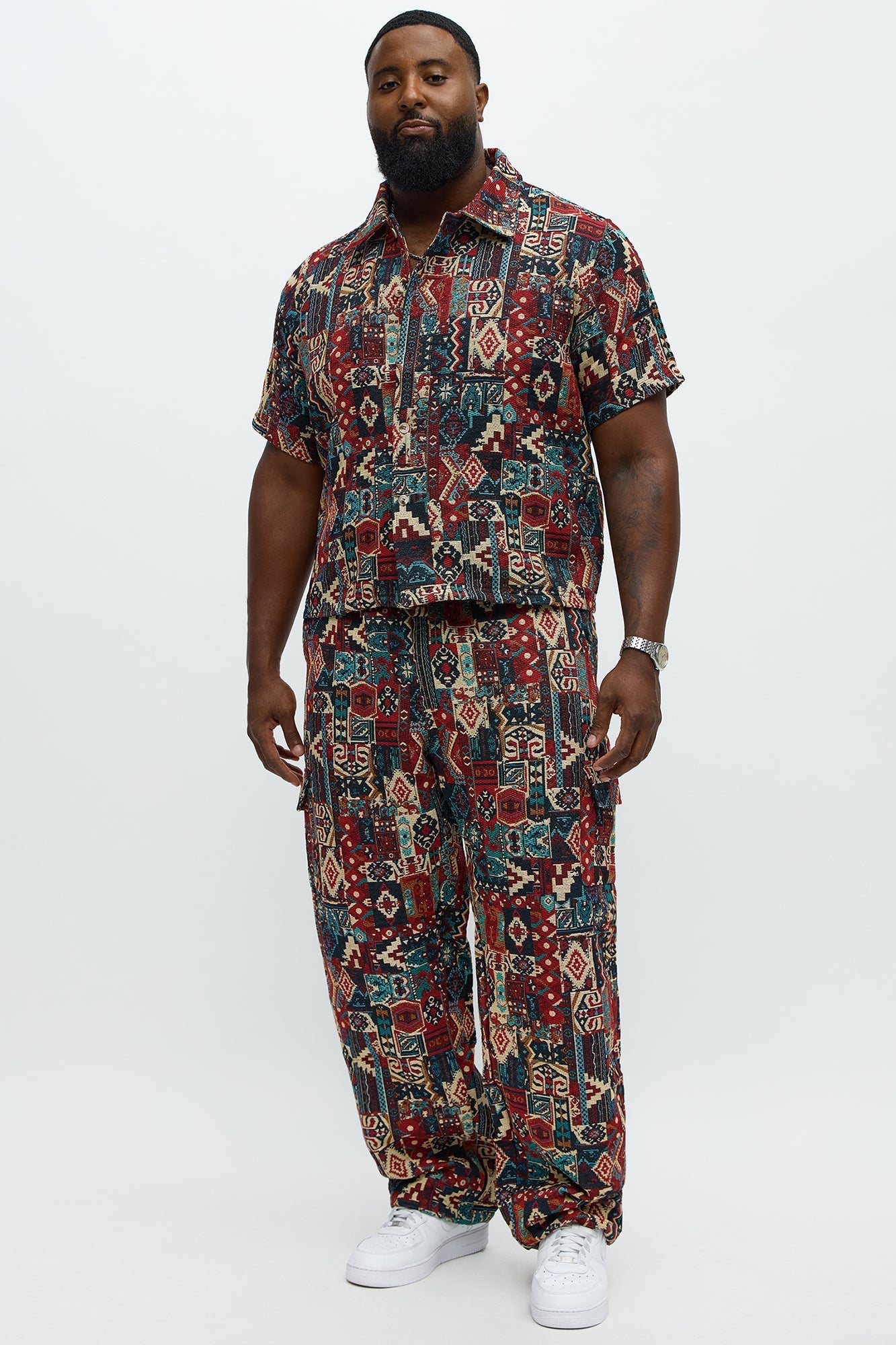 Regular Fit Aztec Full Button Up Shirt - Multi Color Fashion Nova