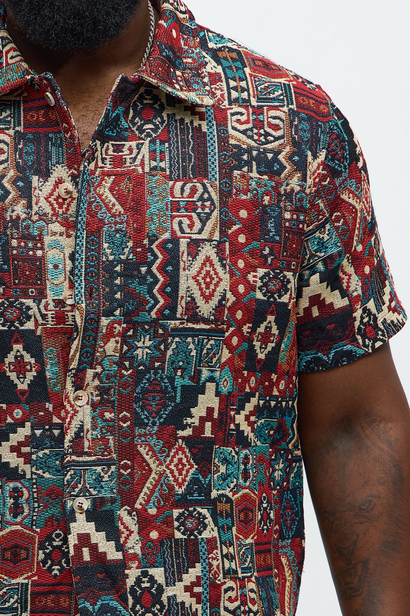Regular Fit Aztec Full Button Up Shirt - Multi Color Fashion Nova