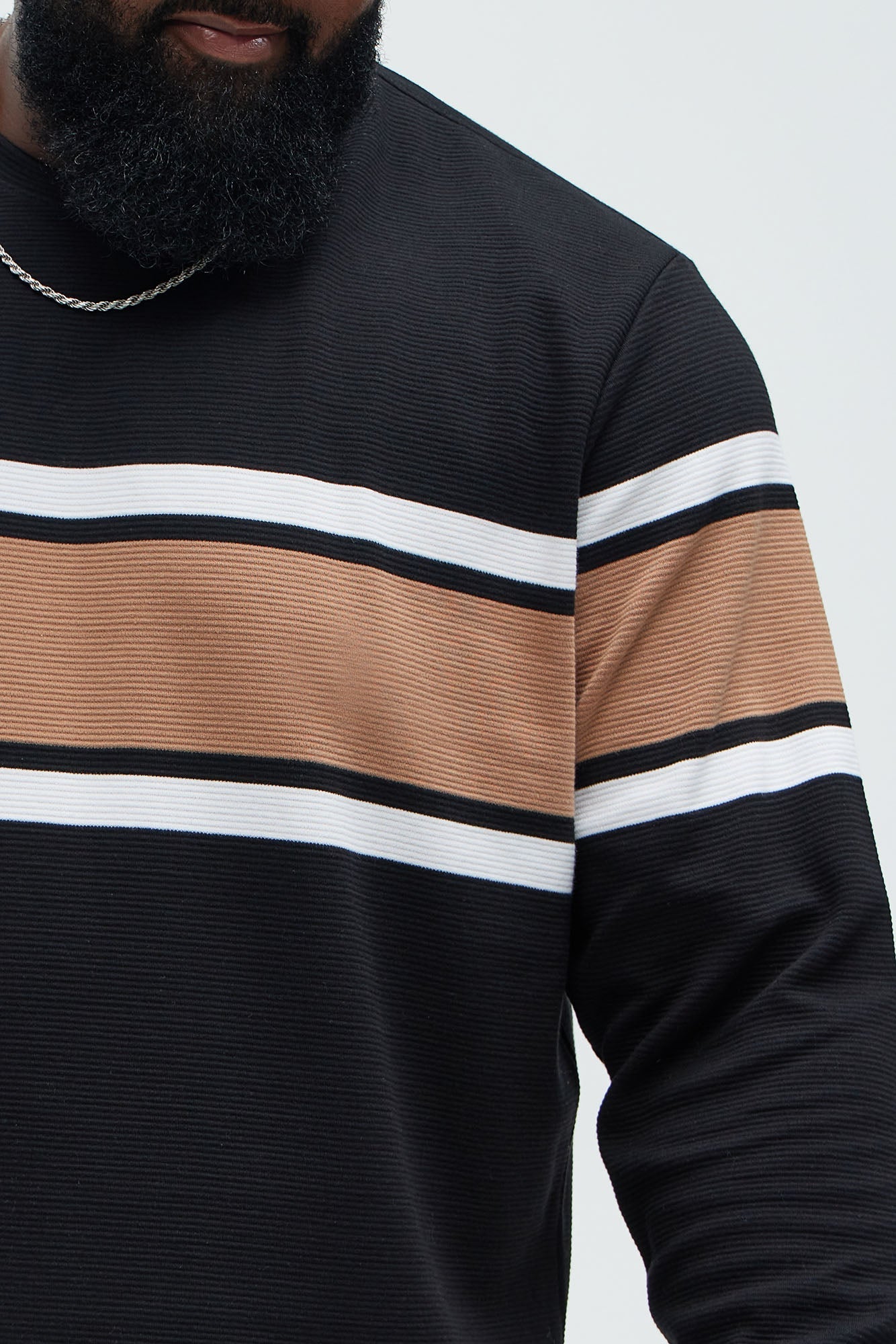 Keep It Classy Textured Long Sleeve Tee - Black/combo Fashion Nova