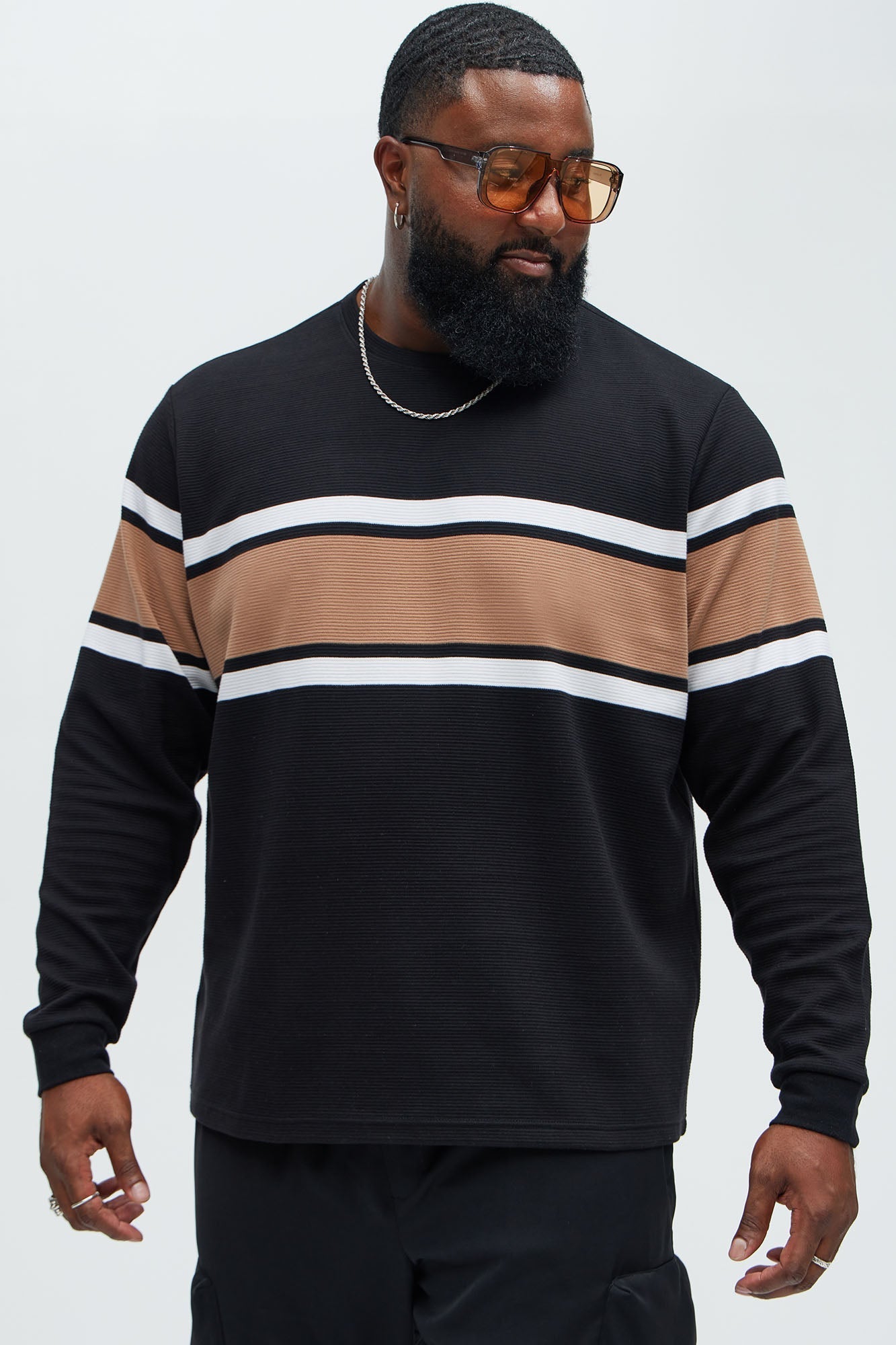 Keep It Classy Textured Long Sleeve Tee - Black/combo Fashion Nova