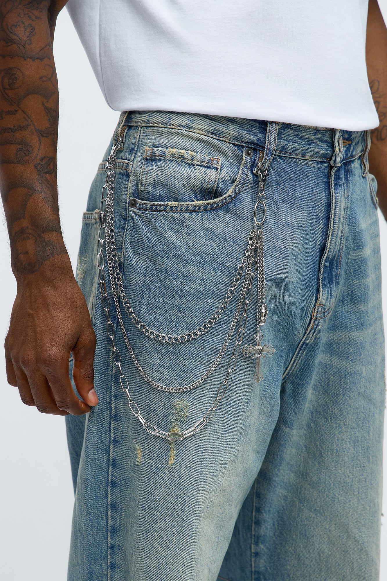 Grim Line Pant Chain - Silver Fashion Nova