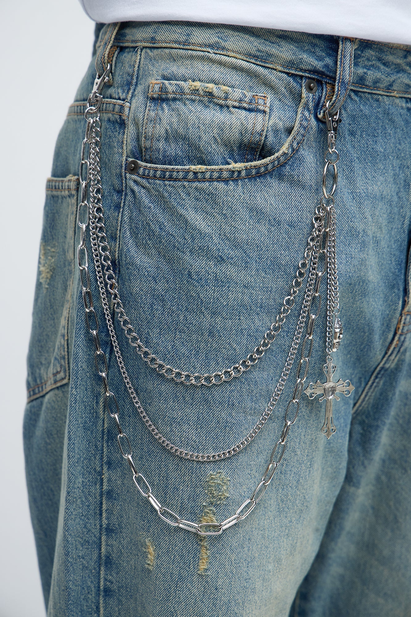 Grim Line Pant Chain - Silver Fashion Nova