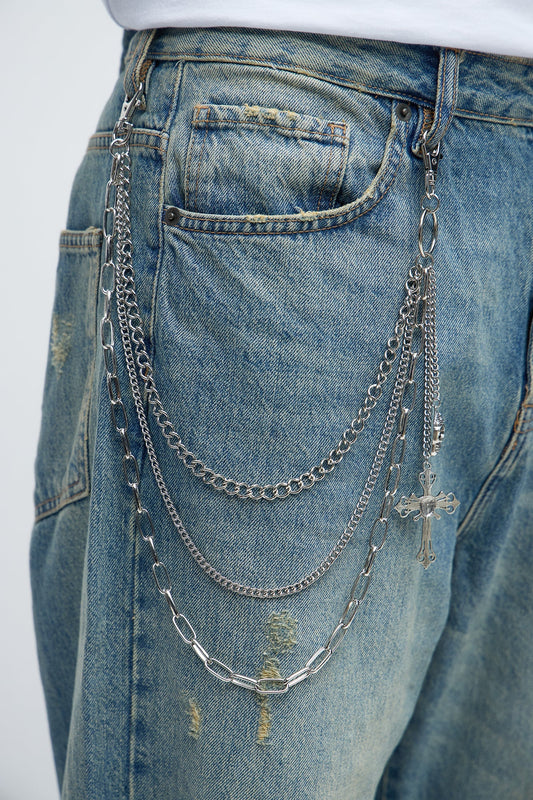 Grim Line Pant Chain - Silver Fashion Nova