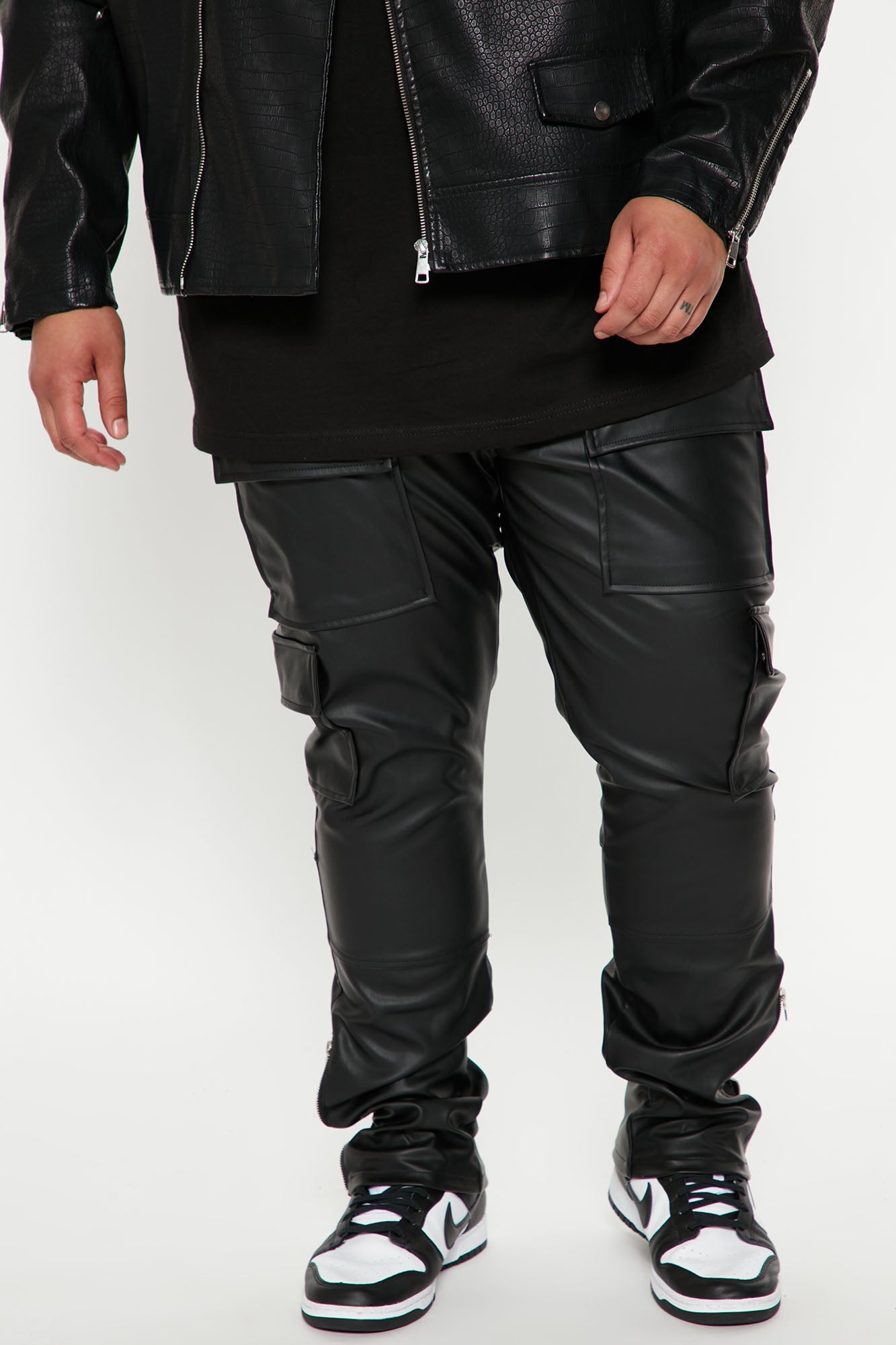 Zip It Faux Leather Slim Cargo Pants - Black Fashion Nova