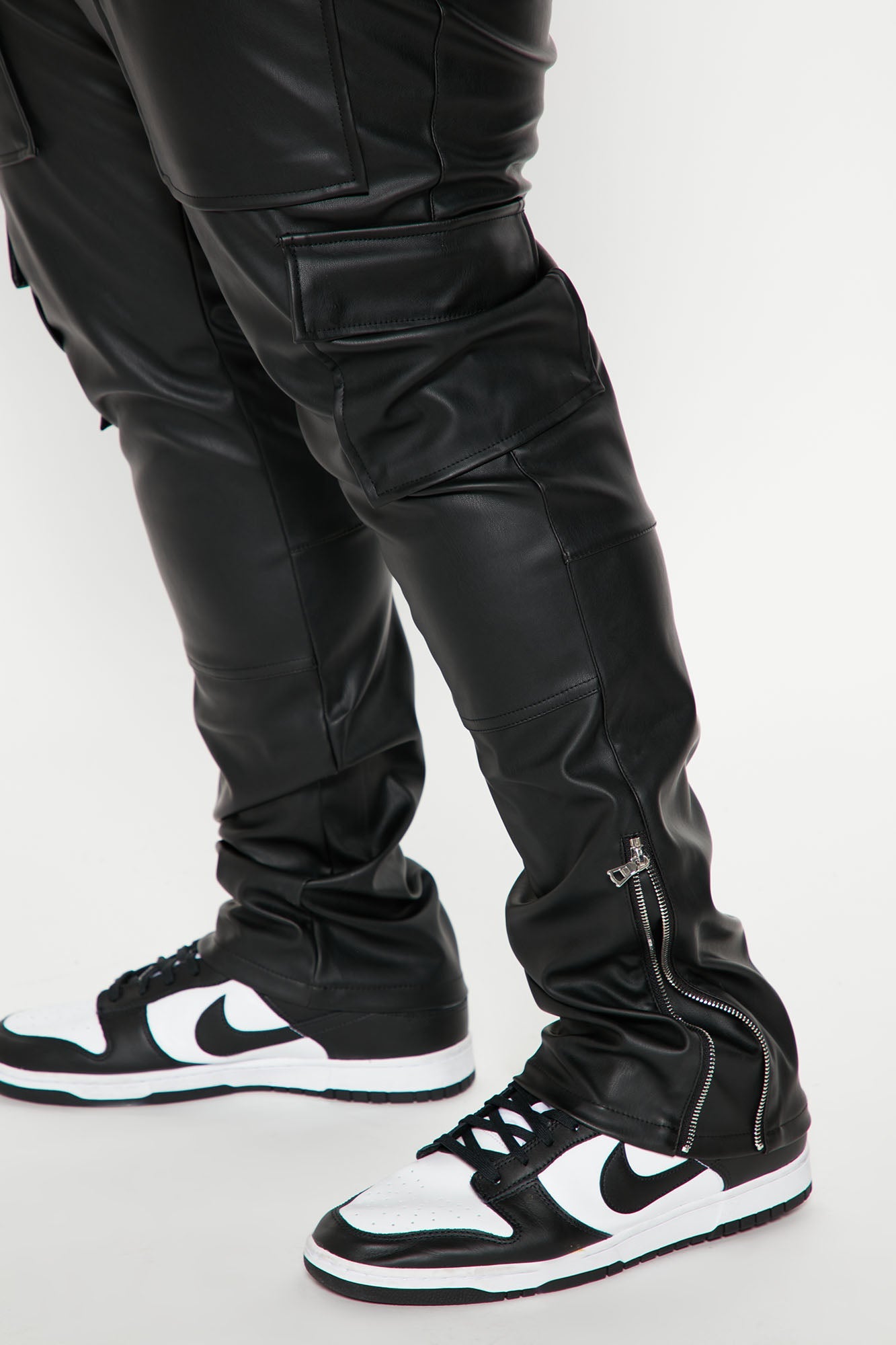 Zip It Faux Leather Slim Cargo Pants - Black Fashion Nova