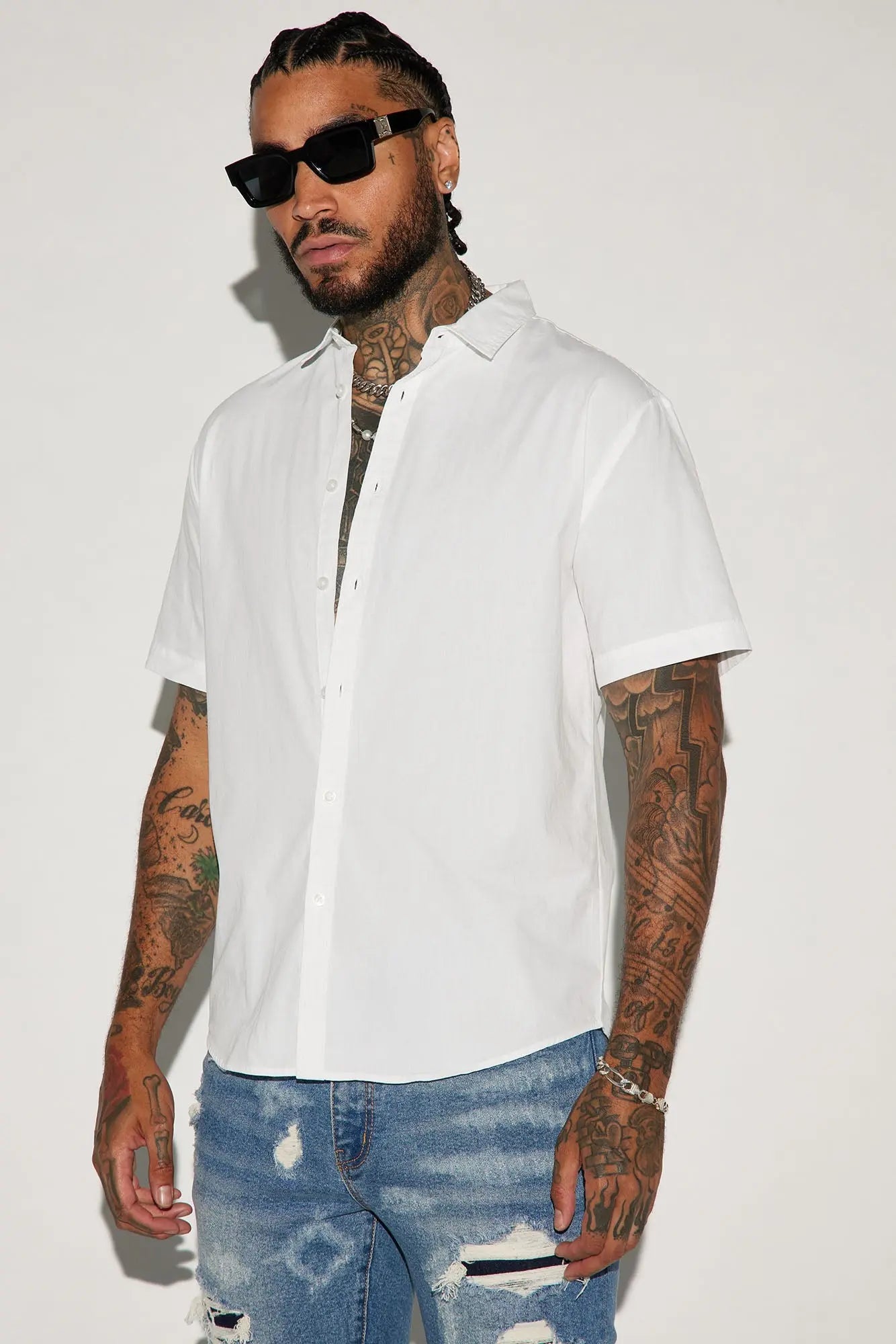 Ryland Short Sleeve Button Up Shirt - White Fashion Nova