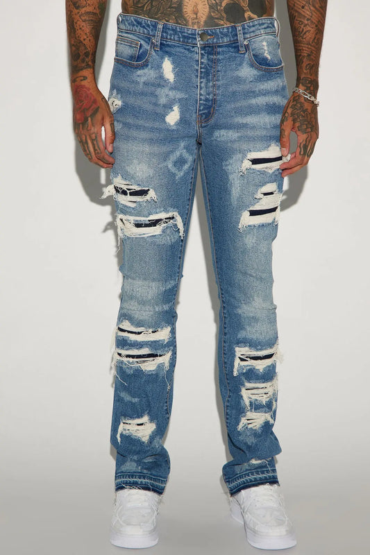 Cuff Me Stacked Skinny Flared Jeans - Medium Wash Fashion Nova