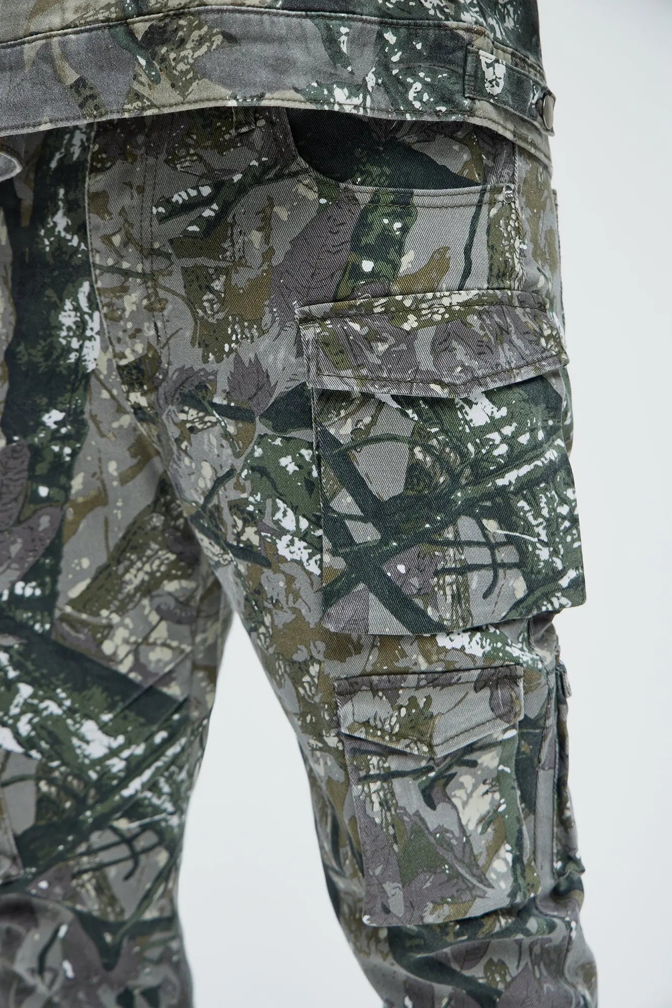 On Repeat Skinny Flare Cargo Pants - Green/combo Fashion Nova