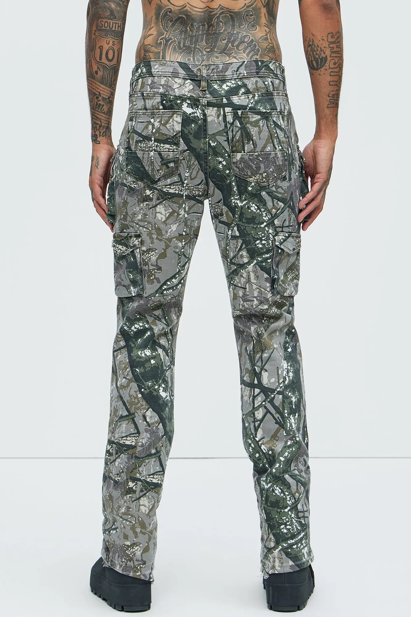 On Repeat Skinny Flare Cargo Pants - Green/combo Fashion Nova