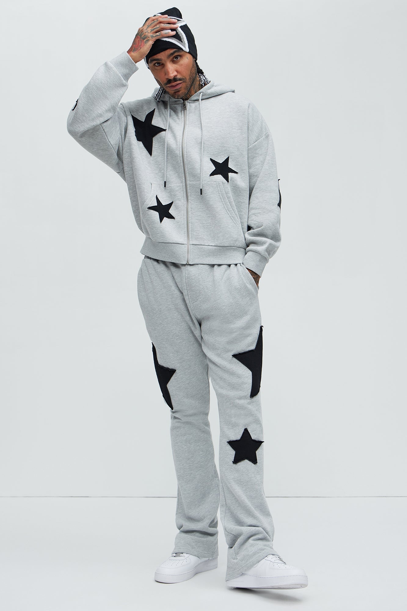 Tyson Stars Oversized Hoodie - Heather Grey Fashion Nova