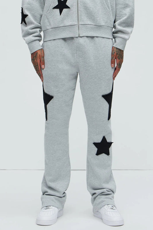 Tyson Stars Skinny Flared Sweatpants - Heather Grey Fashion Nova