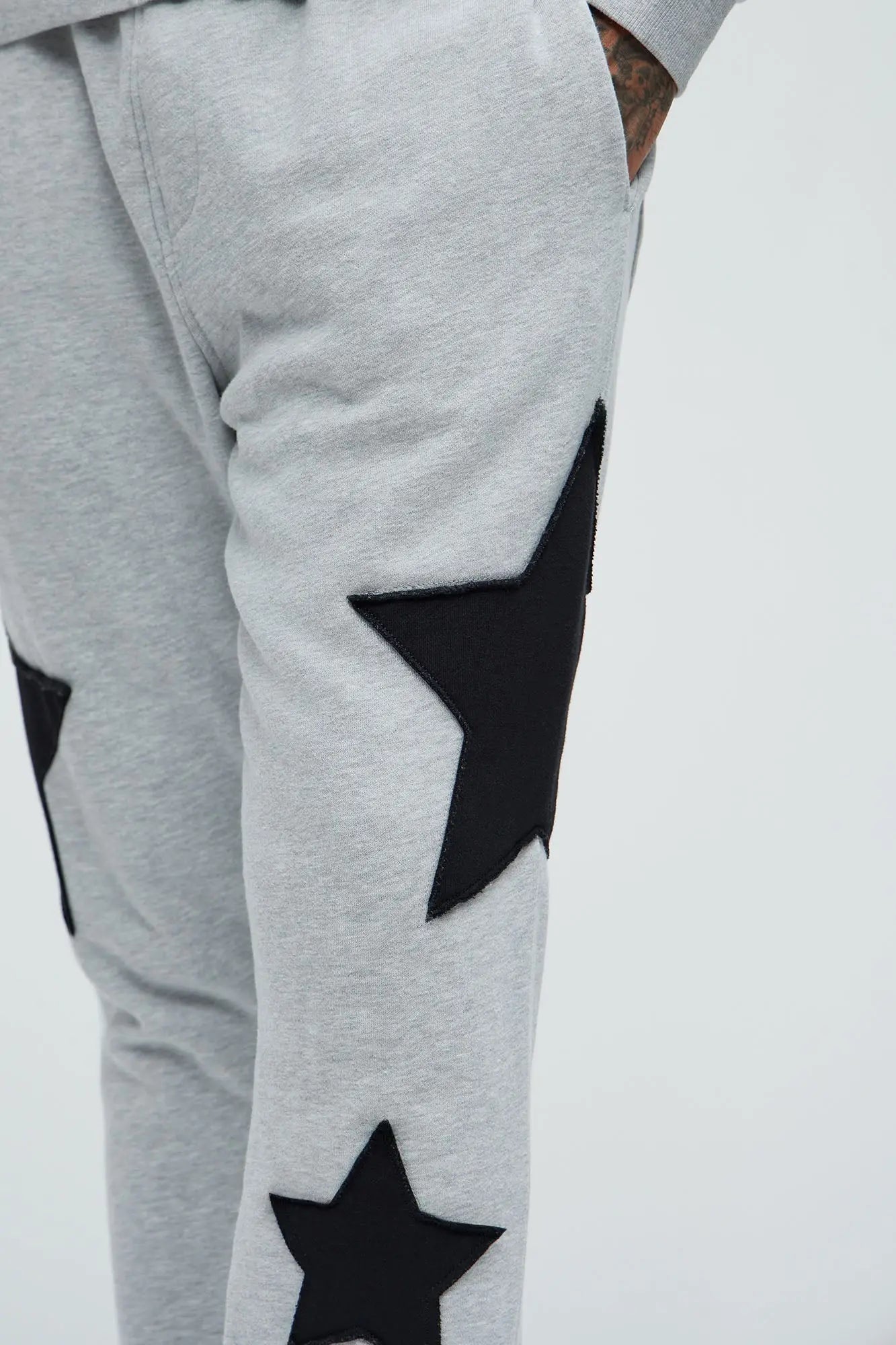 Tyson Stars Skinny Flared Sweatpants - Heather Grey Fashion Nova