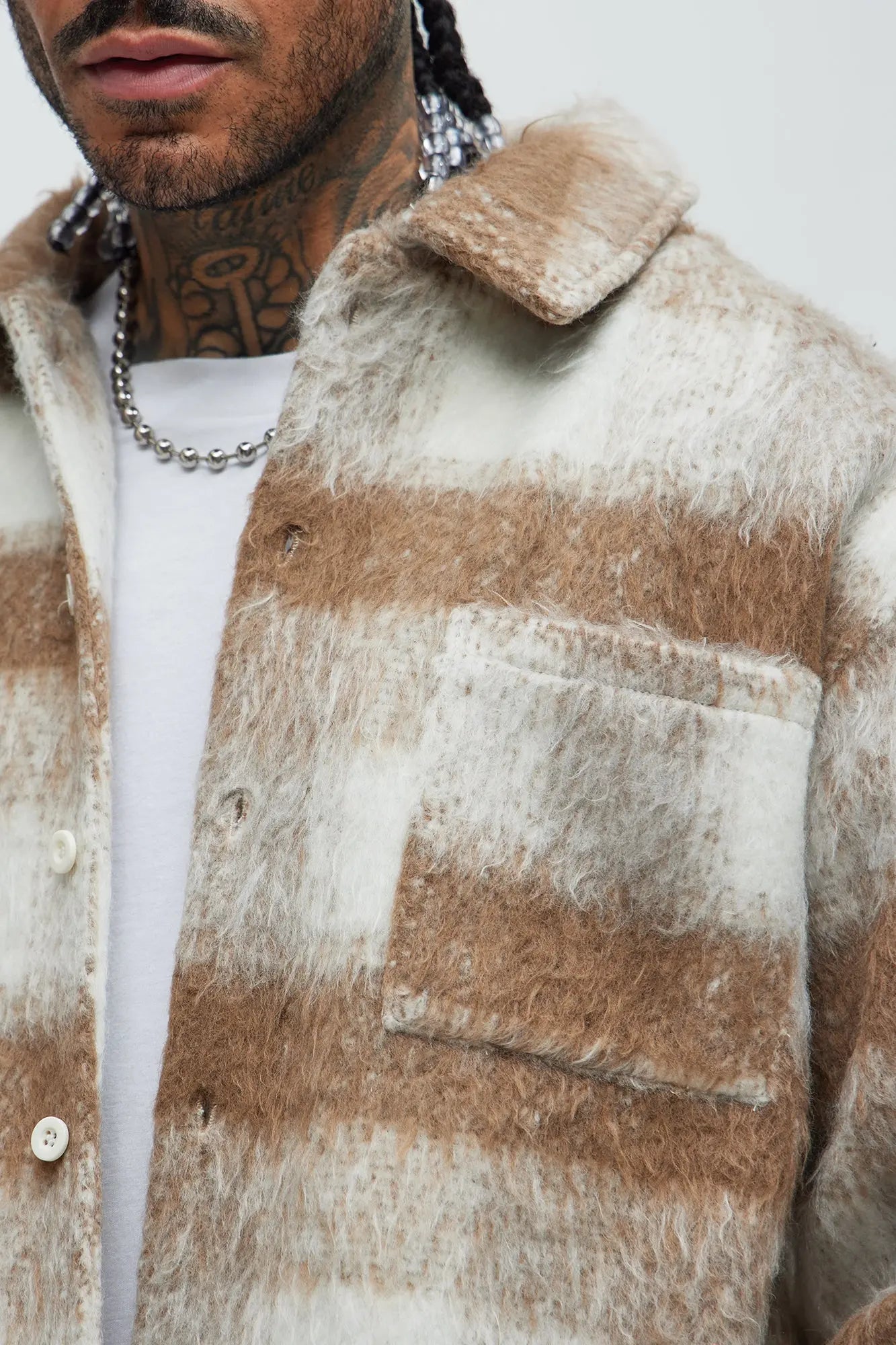 Move Up Plaid Shacket - Tan Fashion Nova
