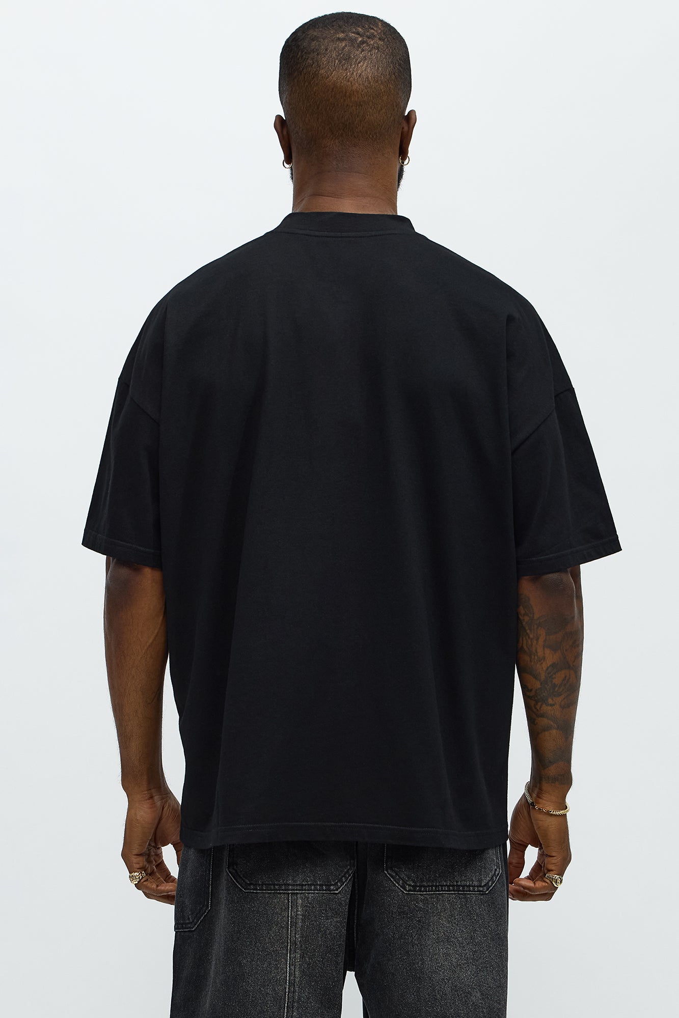 Oversized Mini Embroidery Heavy Weight Boxy Tee - Black Fashion Nova